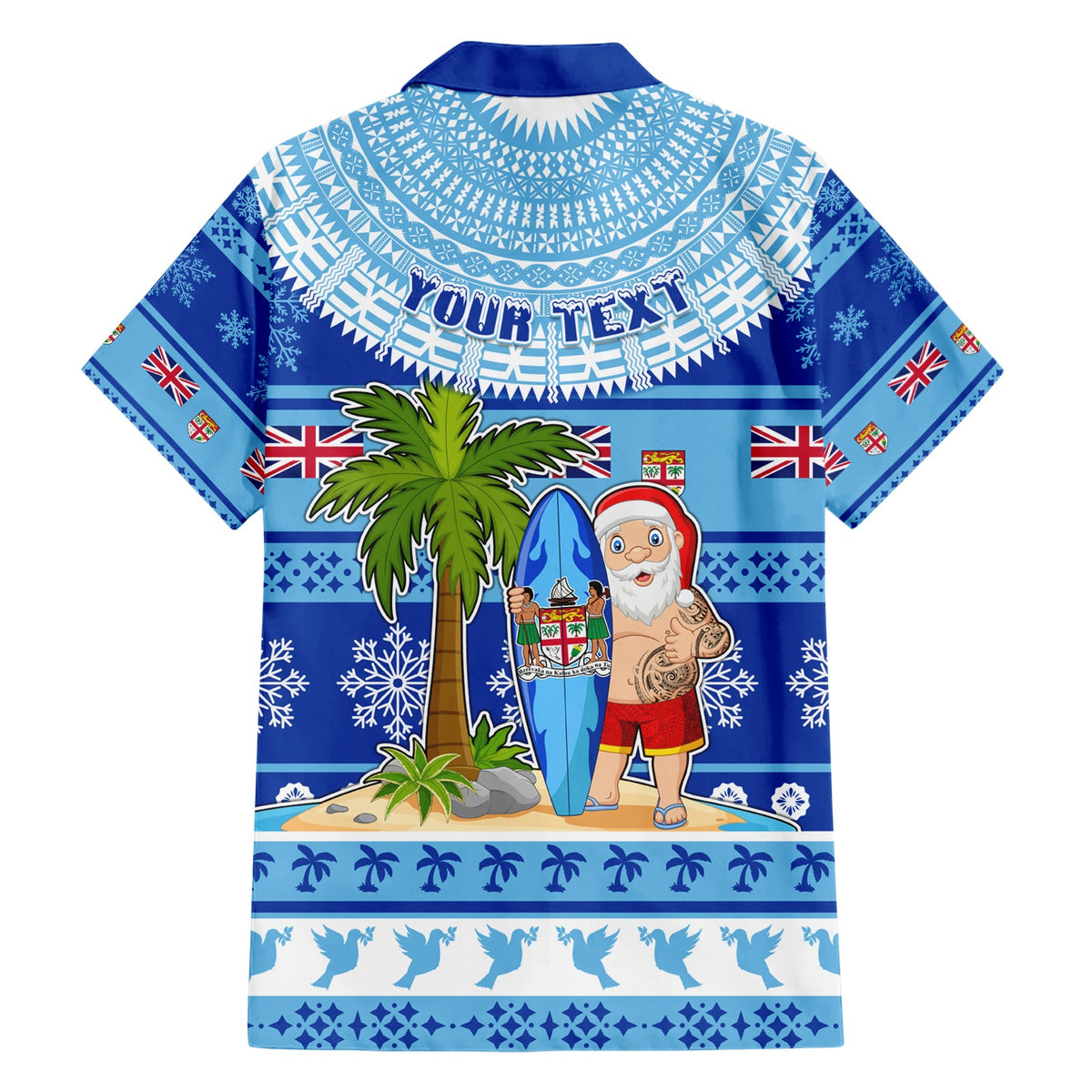 Personalisiertes Fidschi Weihnachten Hawaiihemd Weihnachtsmann Surf Marau Na Kerisimasi LT05