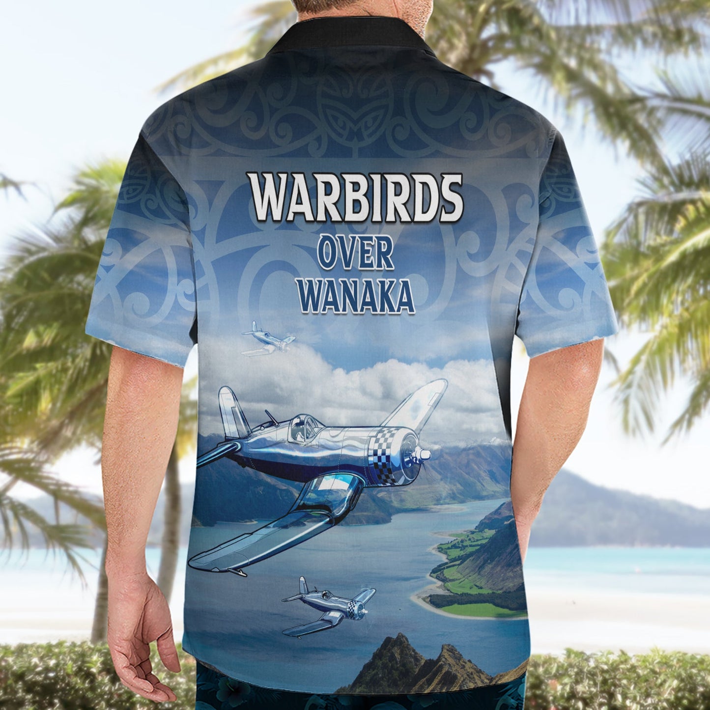 Hawaiihemd mit Maori-Muster, Neuseeland, Wanaka Air Show, LT05