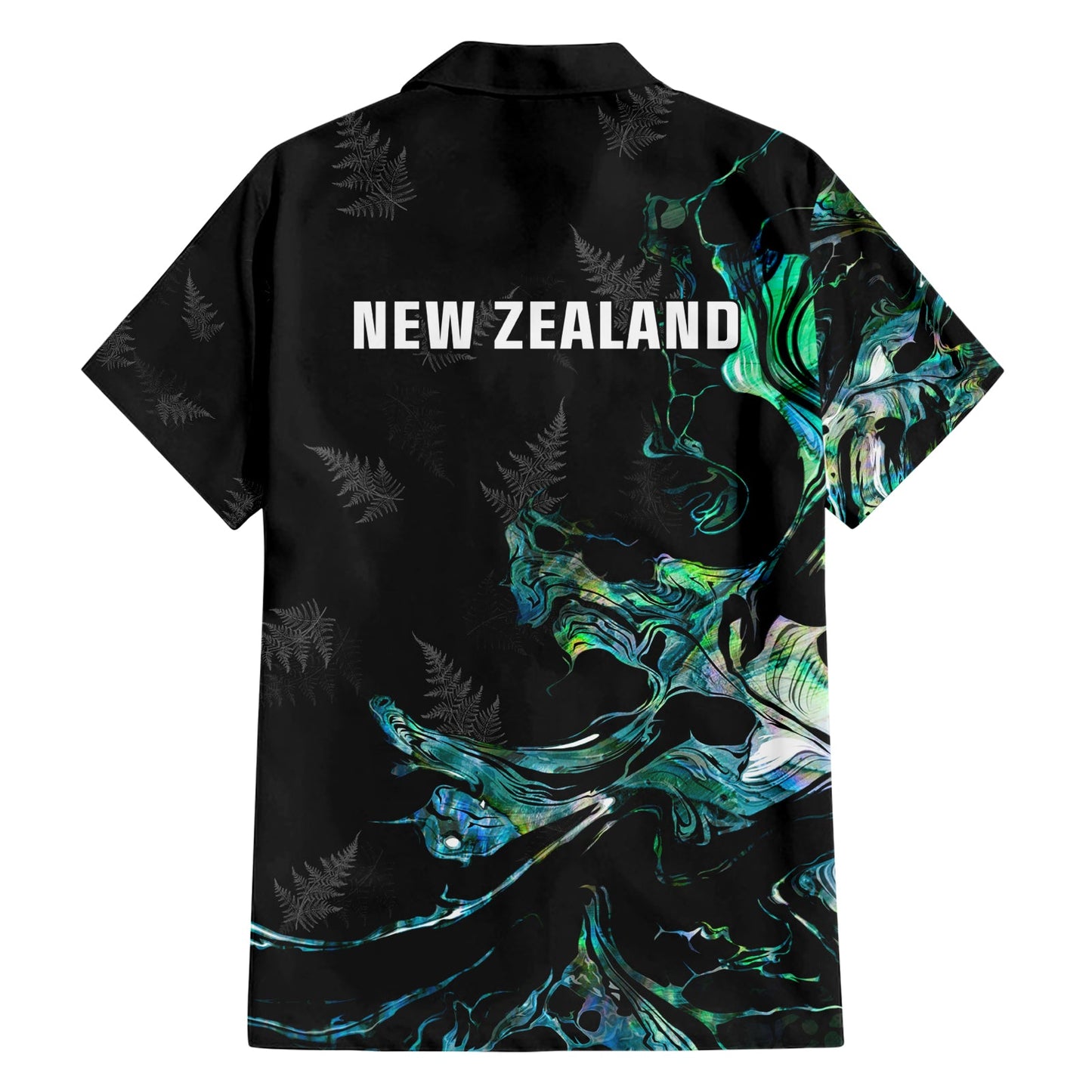Neuseeland Marathon Hawaiihemd Silberfarn Paua Muschel Einfacher Stil LT05