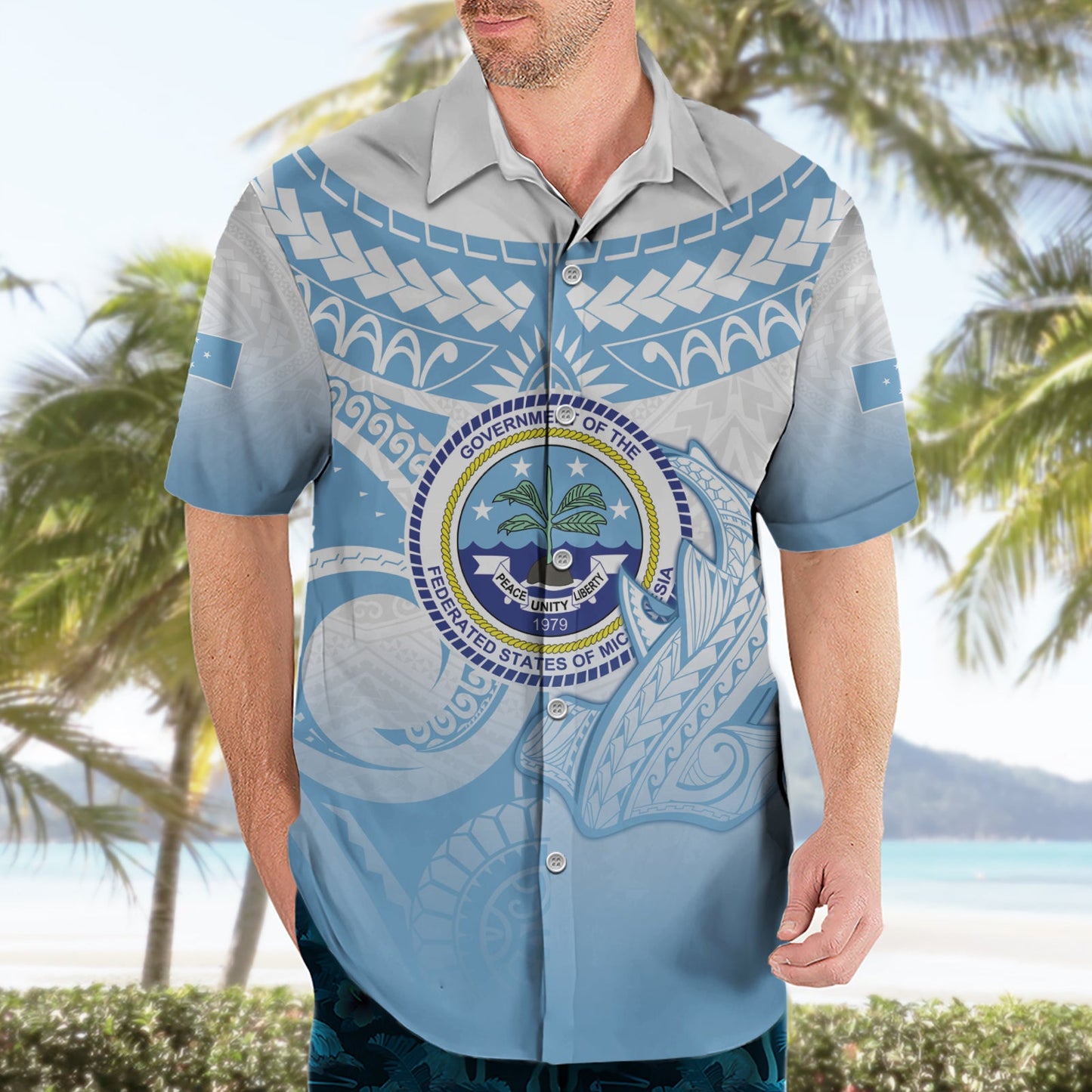 Mikronesien Verfassungstag Hawaiihemd Polynesian Tribal Tattoo Simple Style LT05