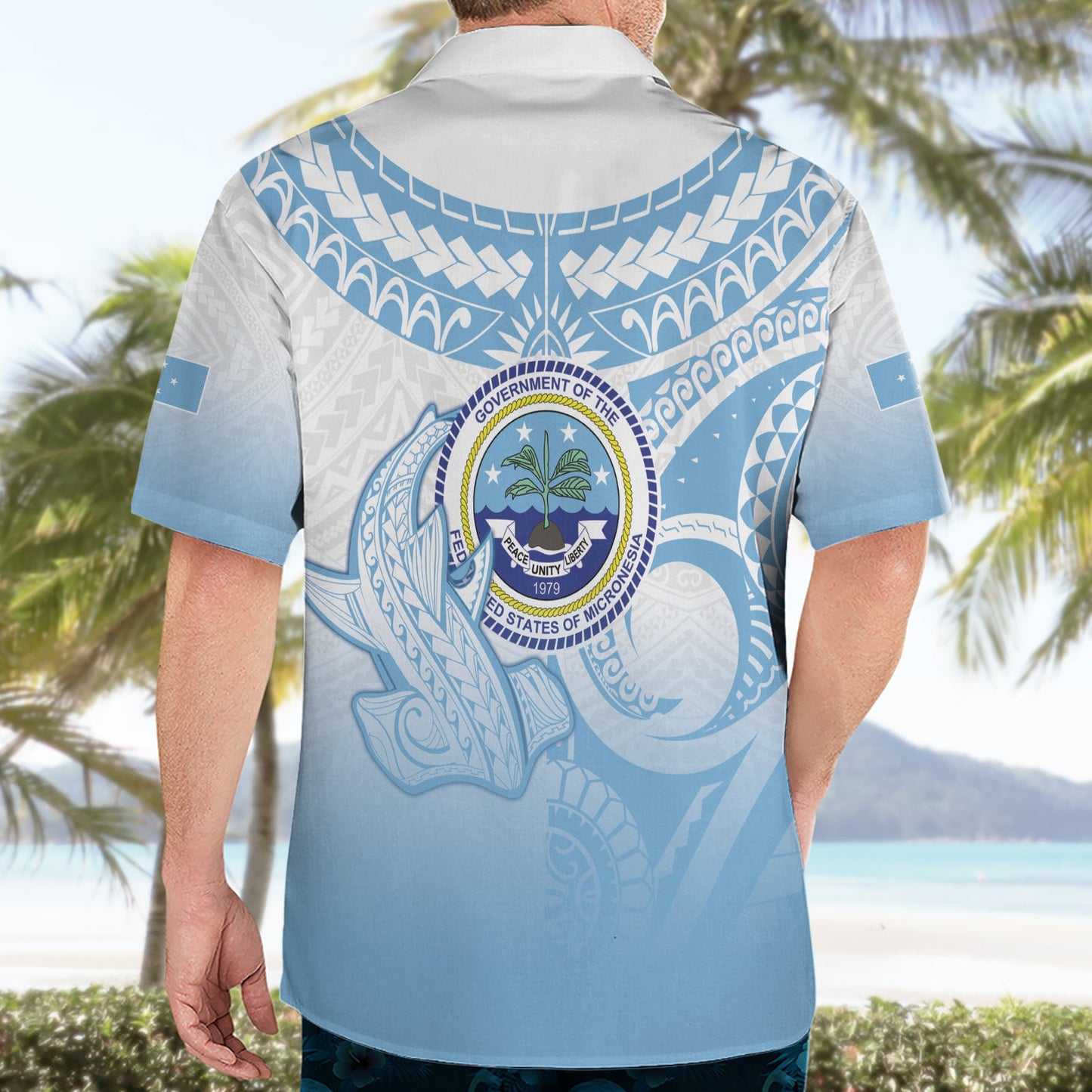 Mikronesien Verfassungstag Hawaiihemd Polynesian Tribal Tattoo Simple Style LT05