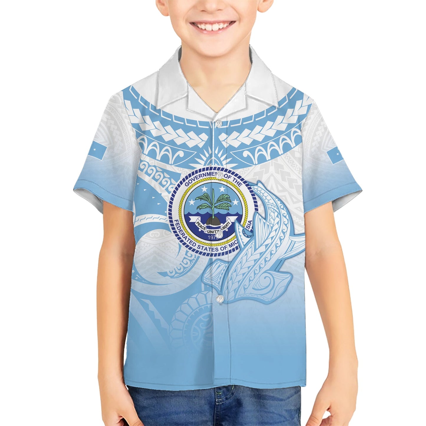 Mikronesien Verfassungstag Hawaiihemd Polynesian Tribal Tattoo Simple Style LT05