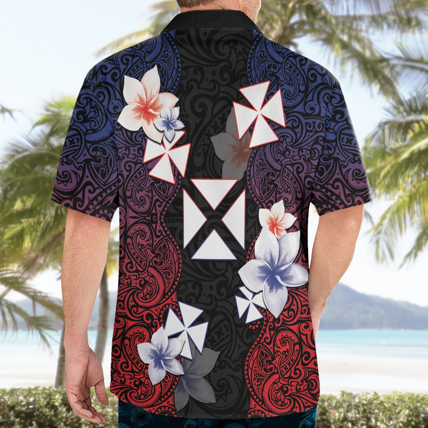 Wallis und Futuna Uvea Hawaiihemd Tag des Sieges mit Frangipani LT05