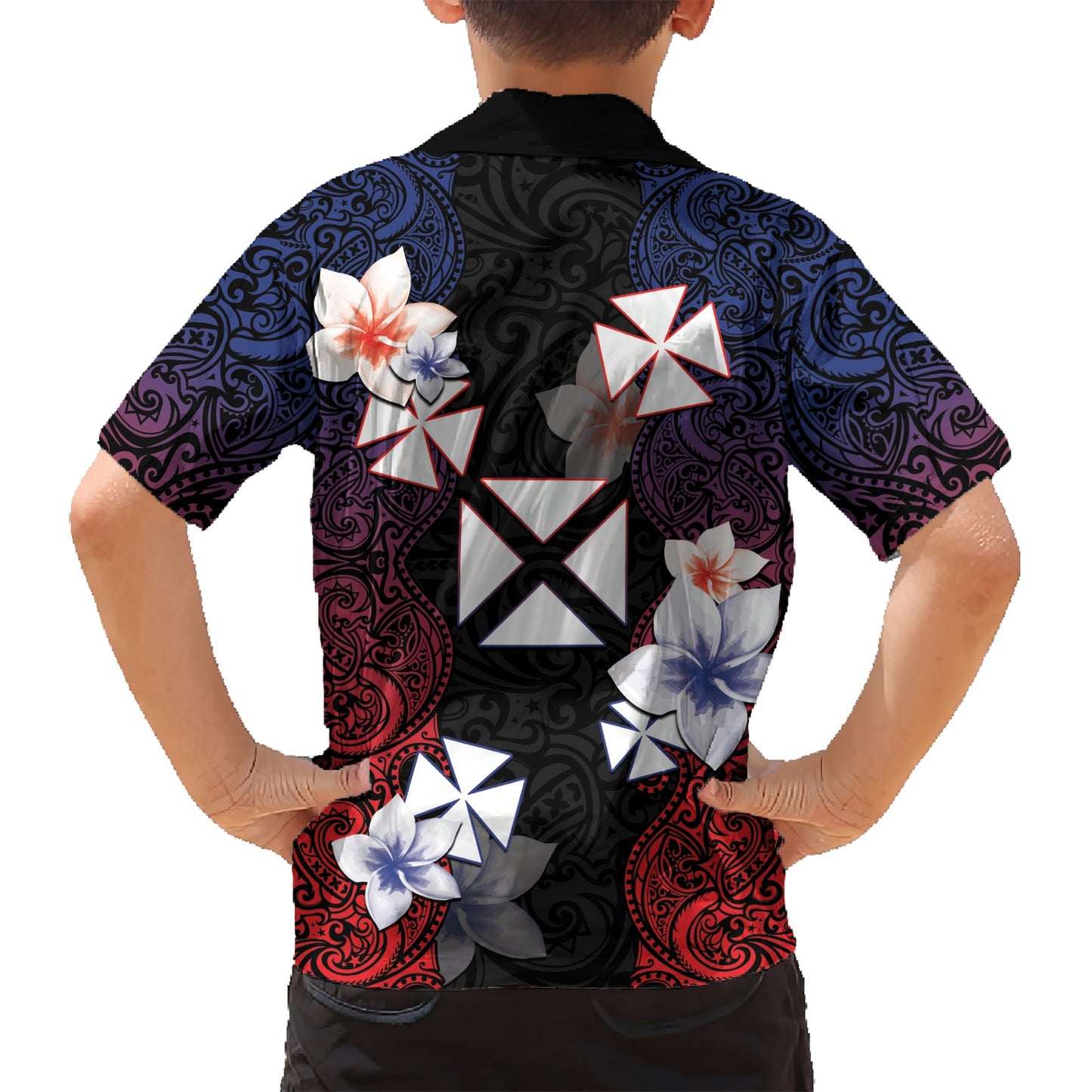 Wallis und Futuna Uvea Hawaiihemd Tag des Sieges mit Frangipani LT05