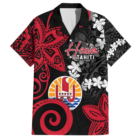 Tahiti Heiva Festival Hawaiian Shirt Floral Pattern With Coat Of Arms
