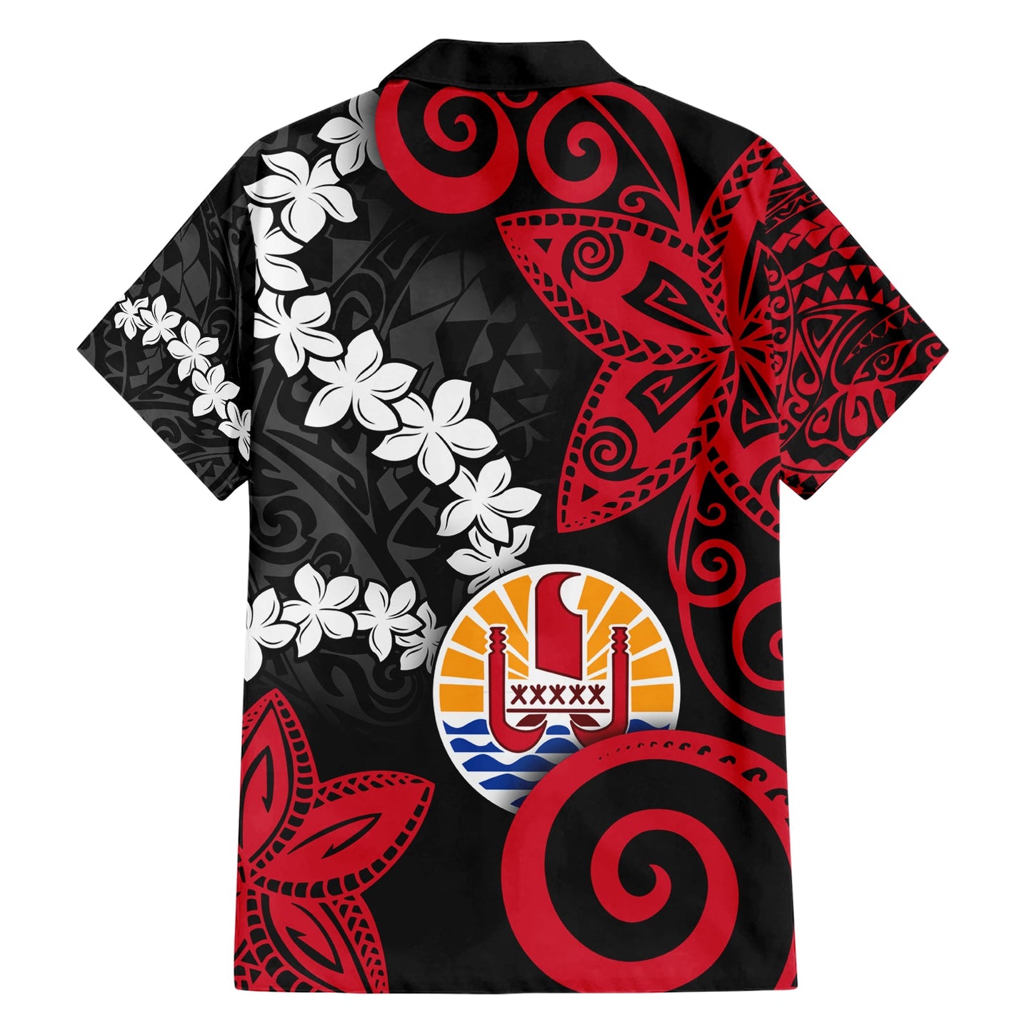 Tahiti Heiva Festival Hawaiihemd Blumenmuster mit Wappen LT05