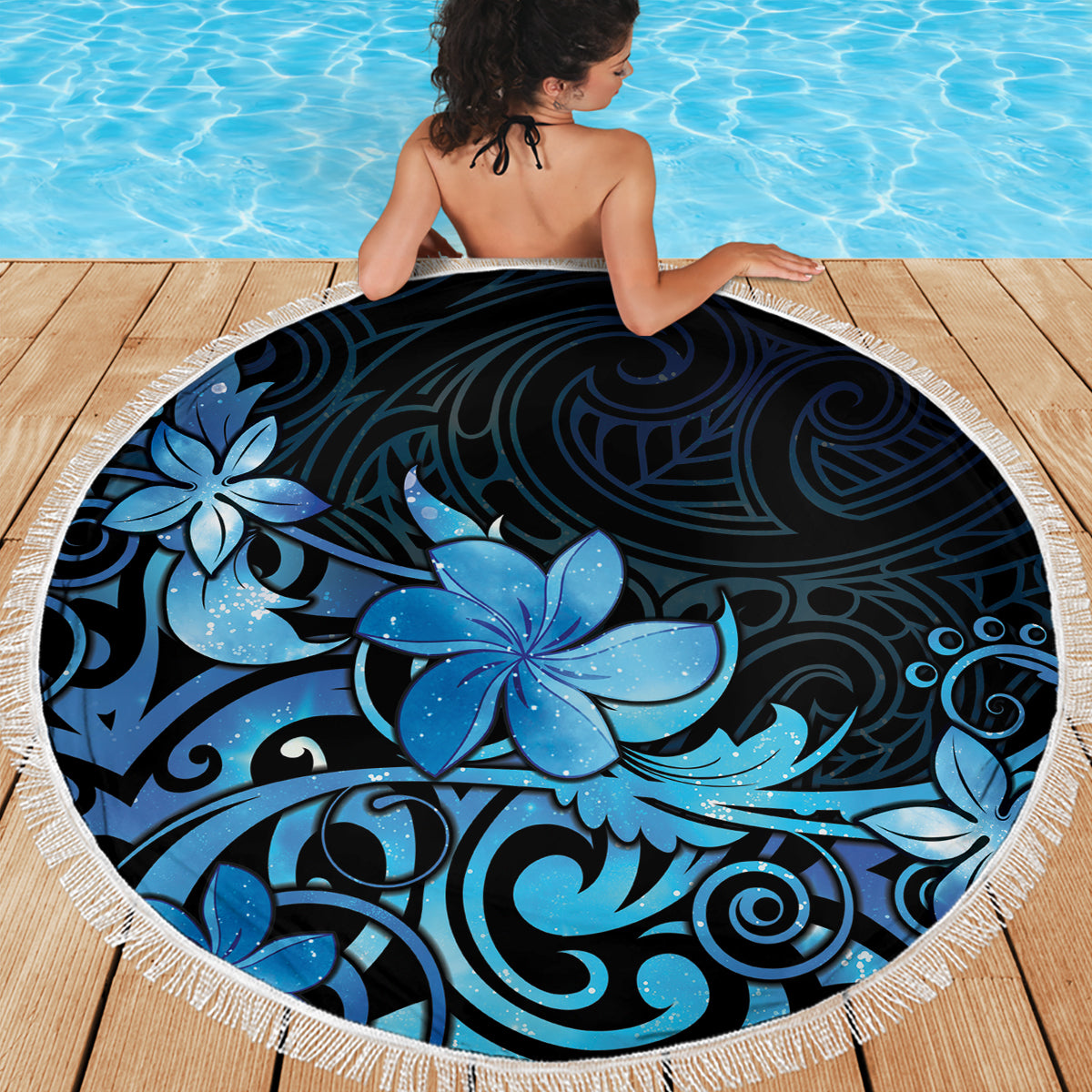 Hawaiianische Stranddecke mit Hibiskus-Tribal-Vintage-Motiv, Ver. 1, LT9