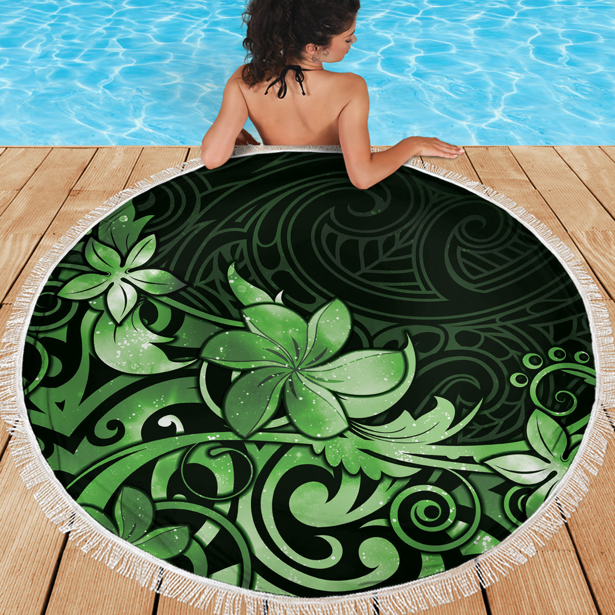 Hawaiianische Stranddecke mit Hibiskus-Tribal-Vintage-Motiv, Ver. 2, LT9