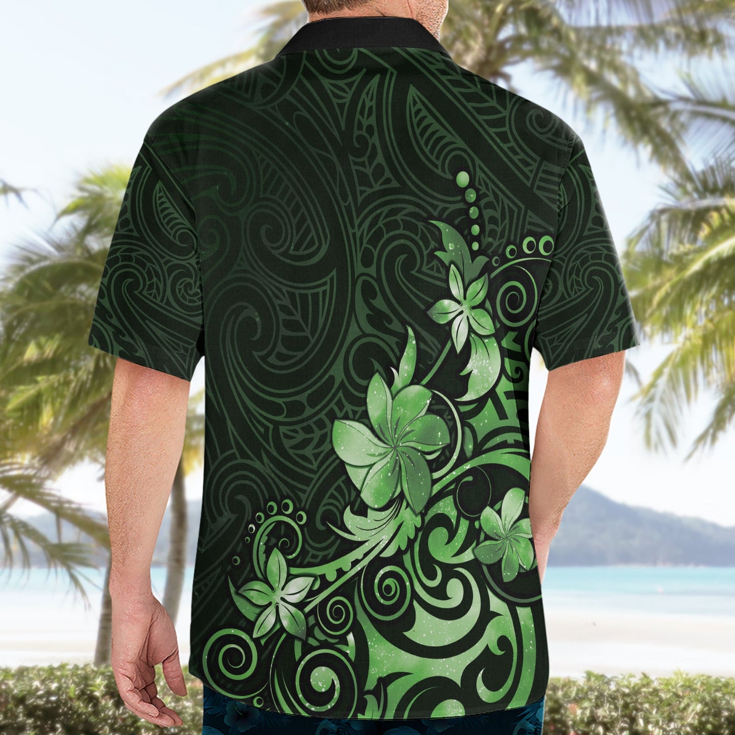 Matariki Neuseeland Hawaiihemd Maori Muster Grün Galaxy LT05