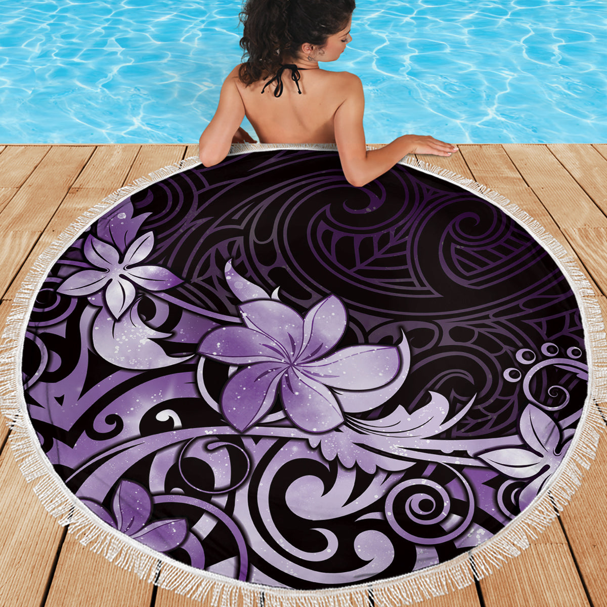 Hawaiianische Stranddecke mit Hibiskus-Tribal-Vintage-Motiv, Ver. 3, LT9