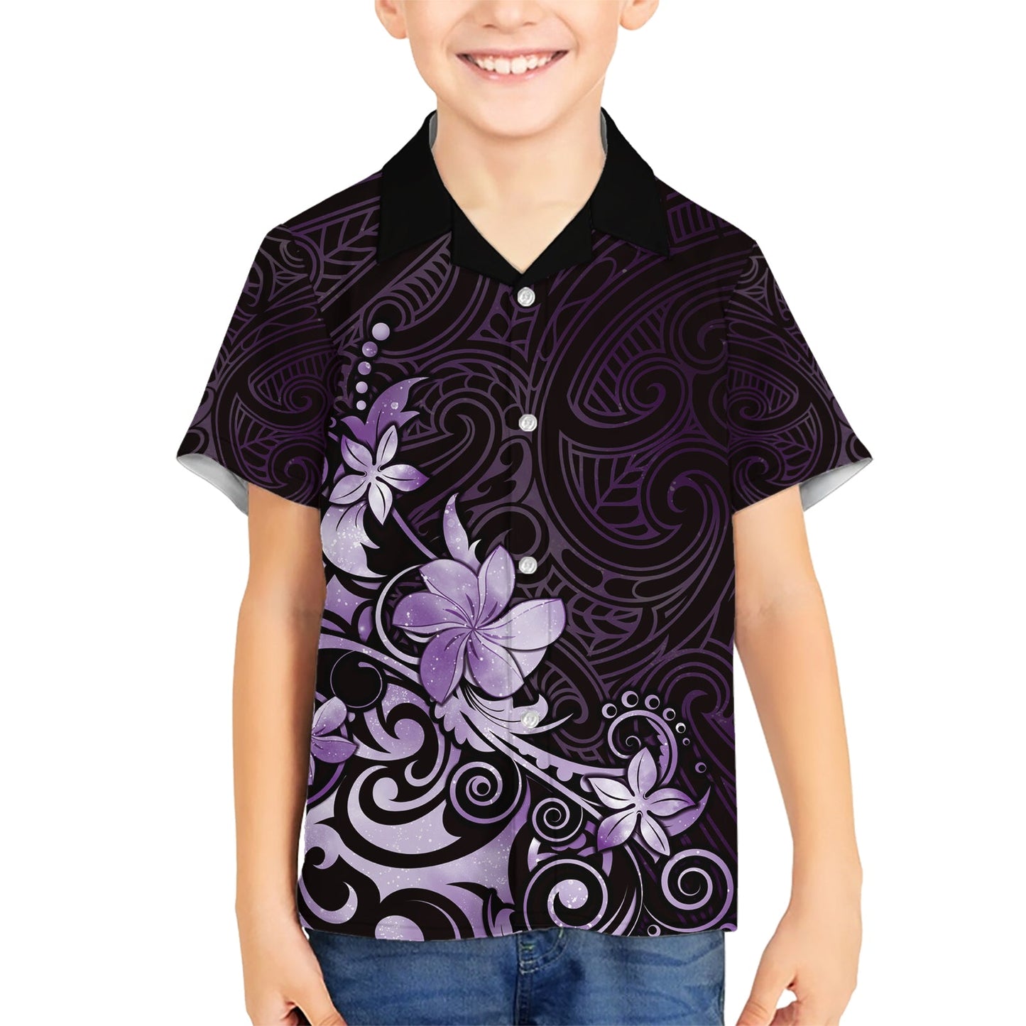 Matariki Neuseeland Hawaiihemd Maori Muster Lila Galaxy LT05