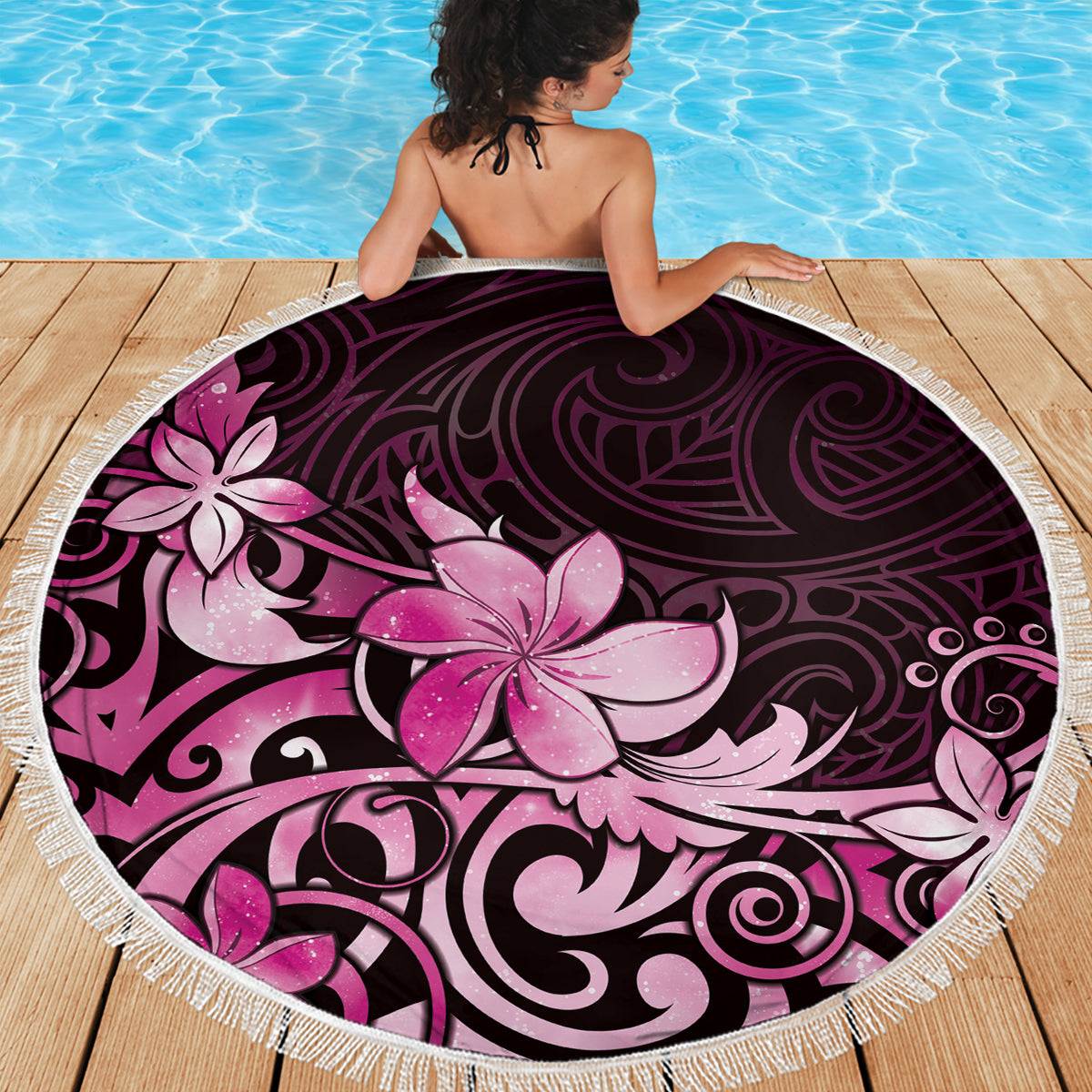 Hawaiianische Stranddecke mit Hibiskus-Tribal-Vintage-Motiv, Ver. 4, LT9