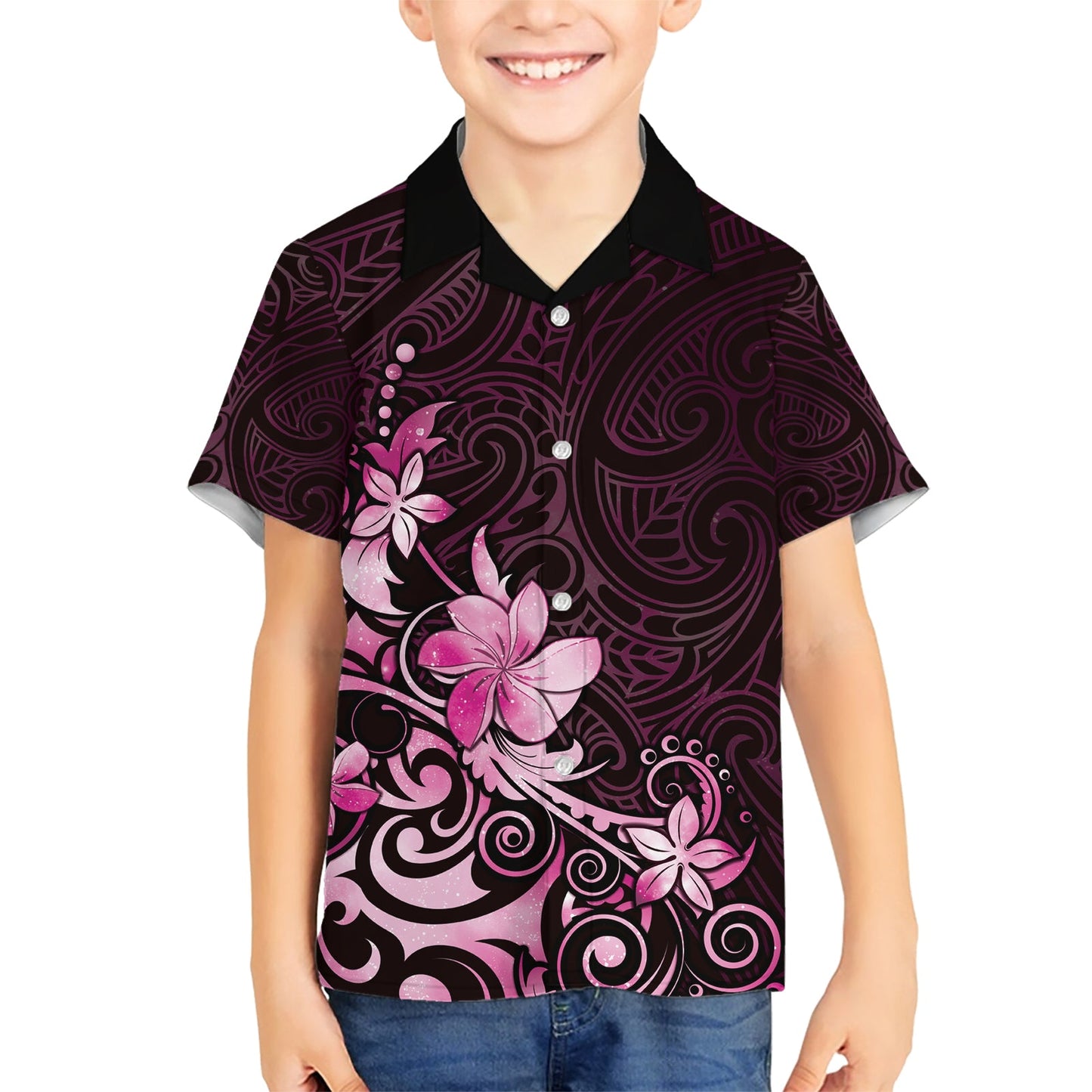 Matariki Neuseeland Hawaiihemd Maori Muster Pink Galaxy LT05