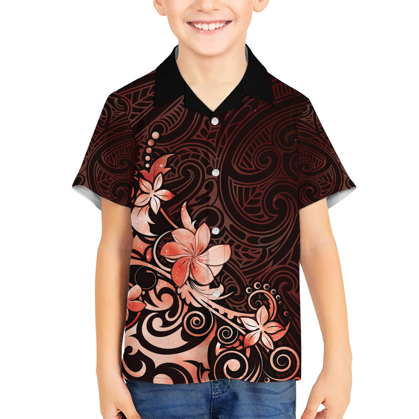 Matariki Neuseeland Hawaiihemd Maori Muster Red Galaxy LT05