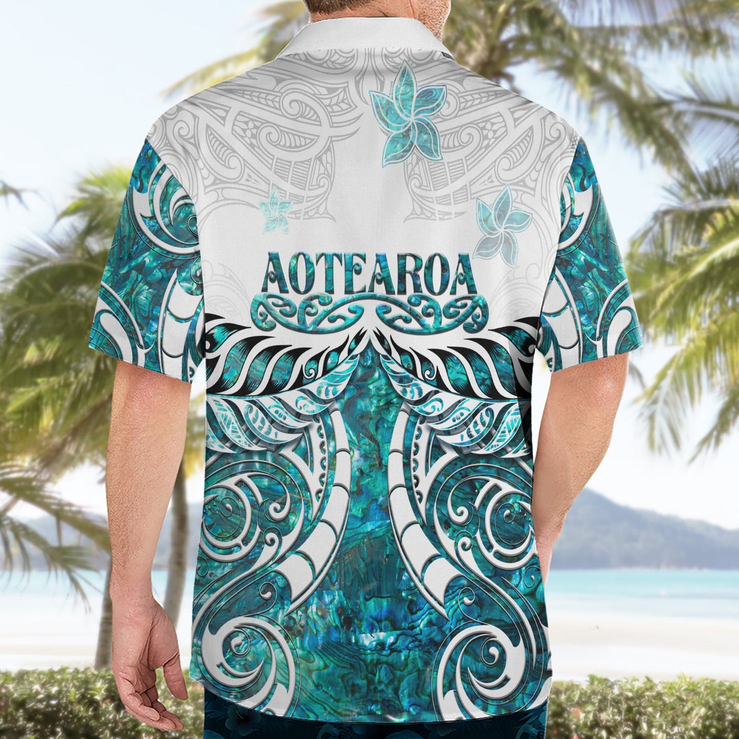 Neuseeland Aotearoa Kia Ora Hawaiihemd Paua Shell Maori Silber Farn LT05