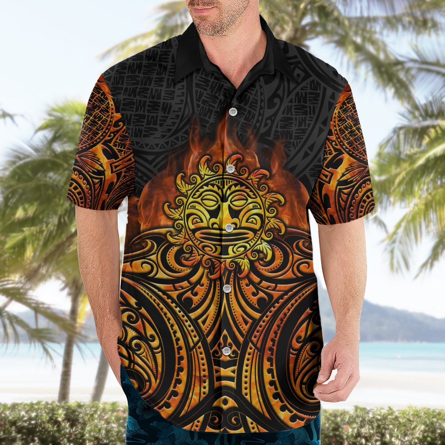 Neuseeland Tamanuitera Die Sonne Hawaiihemd Maori Muster LT05