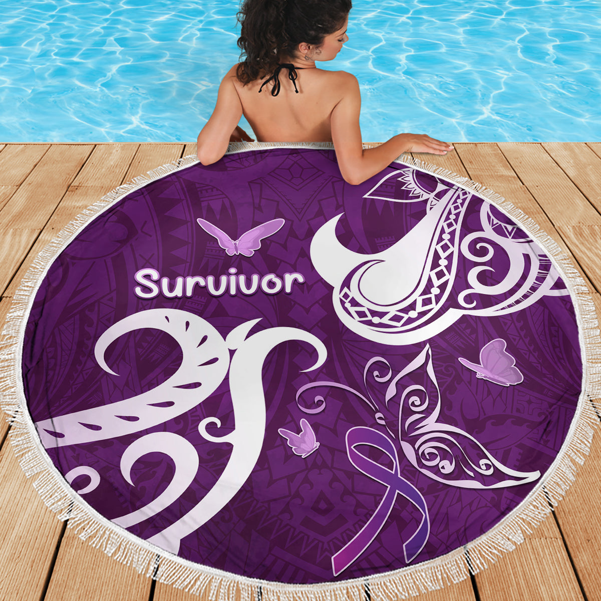 Chamorro Biba Guam Stranddecke Latte Stone Tribal und Hibiskusblüten-Tapa-Muster LT03