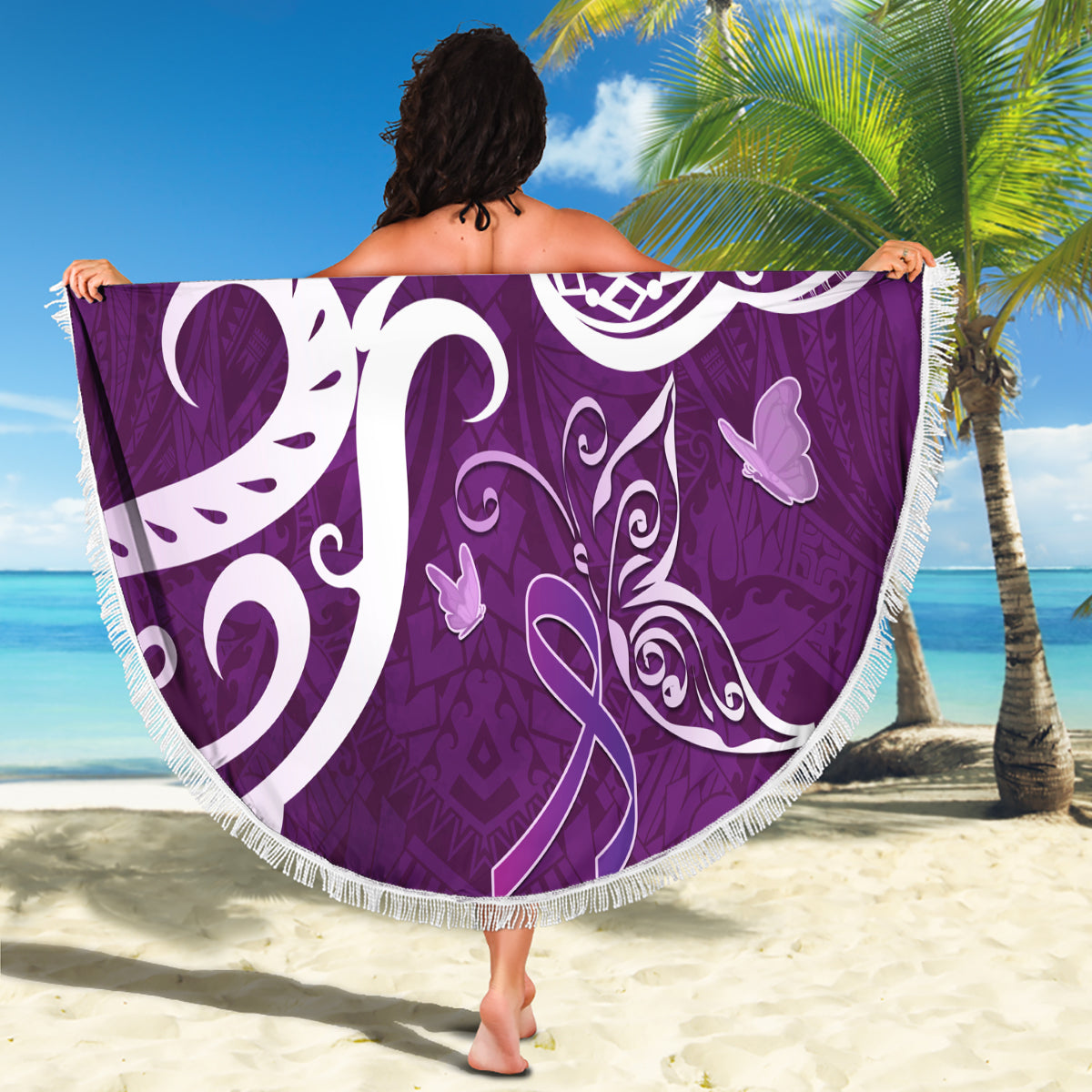 Chamorro Biba Guam Stranddecke Latte Stone Tribal und Hibiskusblüten-Tapa-Muster LT03