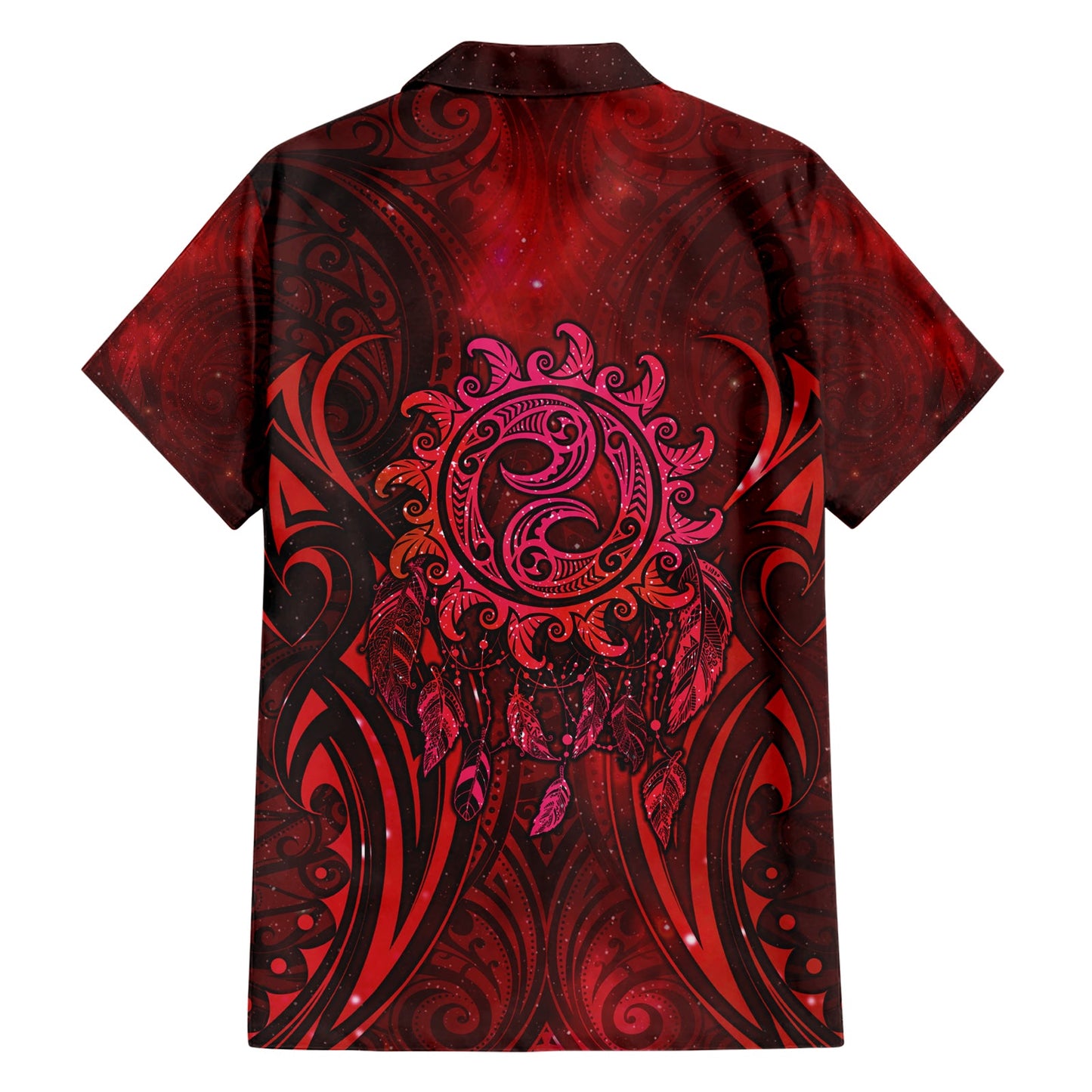 Neuseeland Traumfänger Hawaiihemd Maori Koru Muster Rote Version LT05