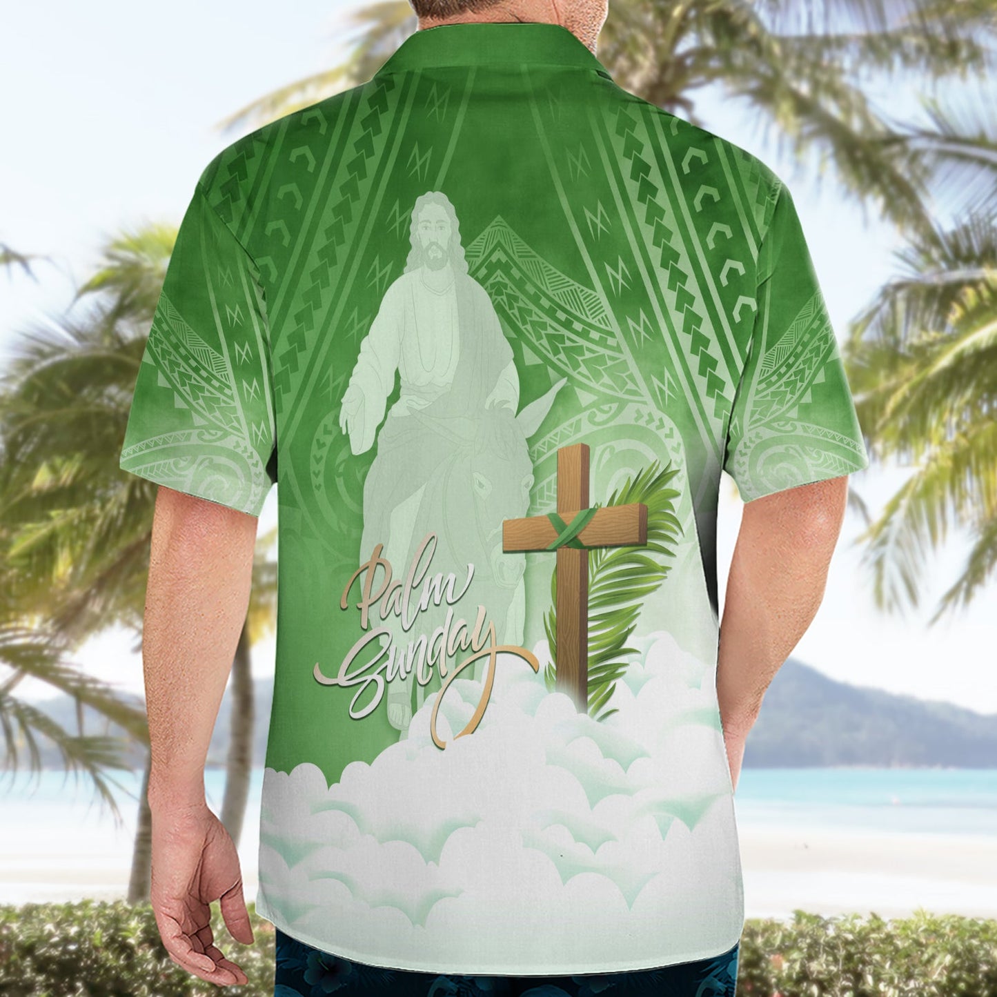 Happy Palm Sunday Hawaiihemd mit polynesischem Muster LT05