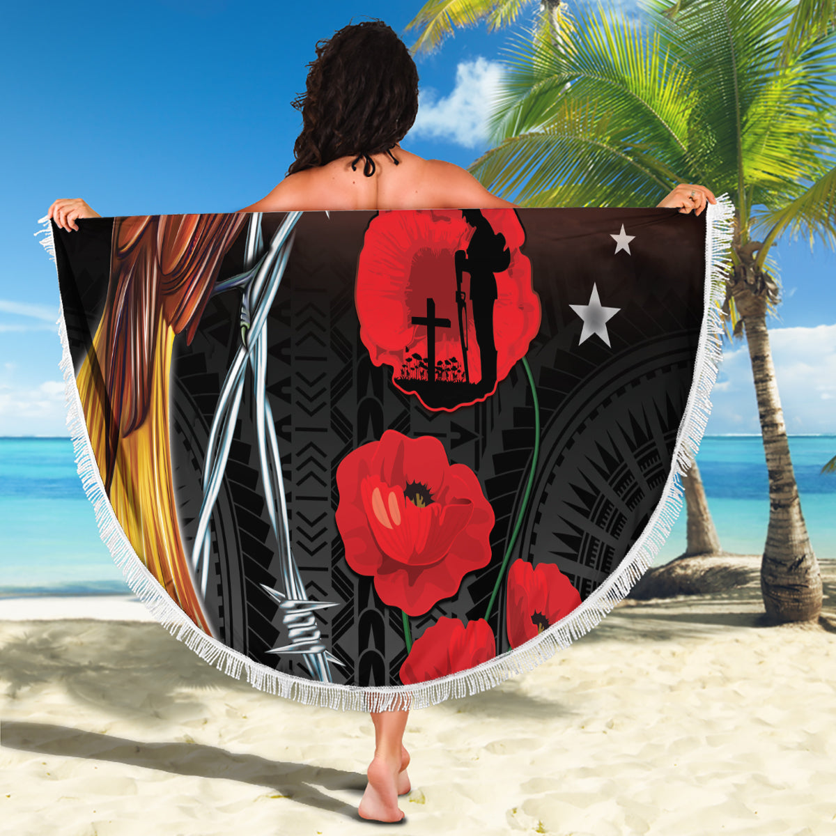 Matariki Neuseeland Stranddecke Maori Muster Grün Galaxy LT05