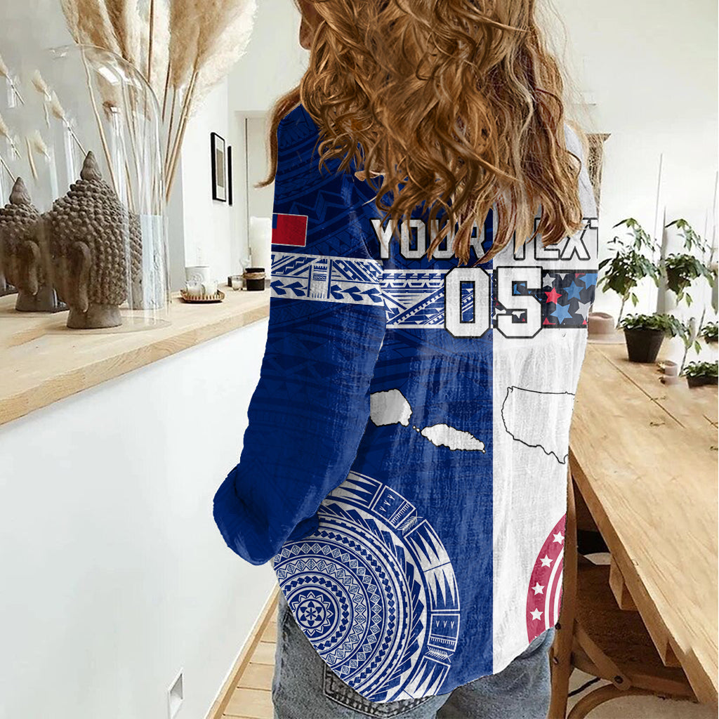 Benutzerdefinierte Samoa und USA zusammen Frauen Casual Shirt LT05