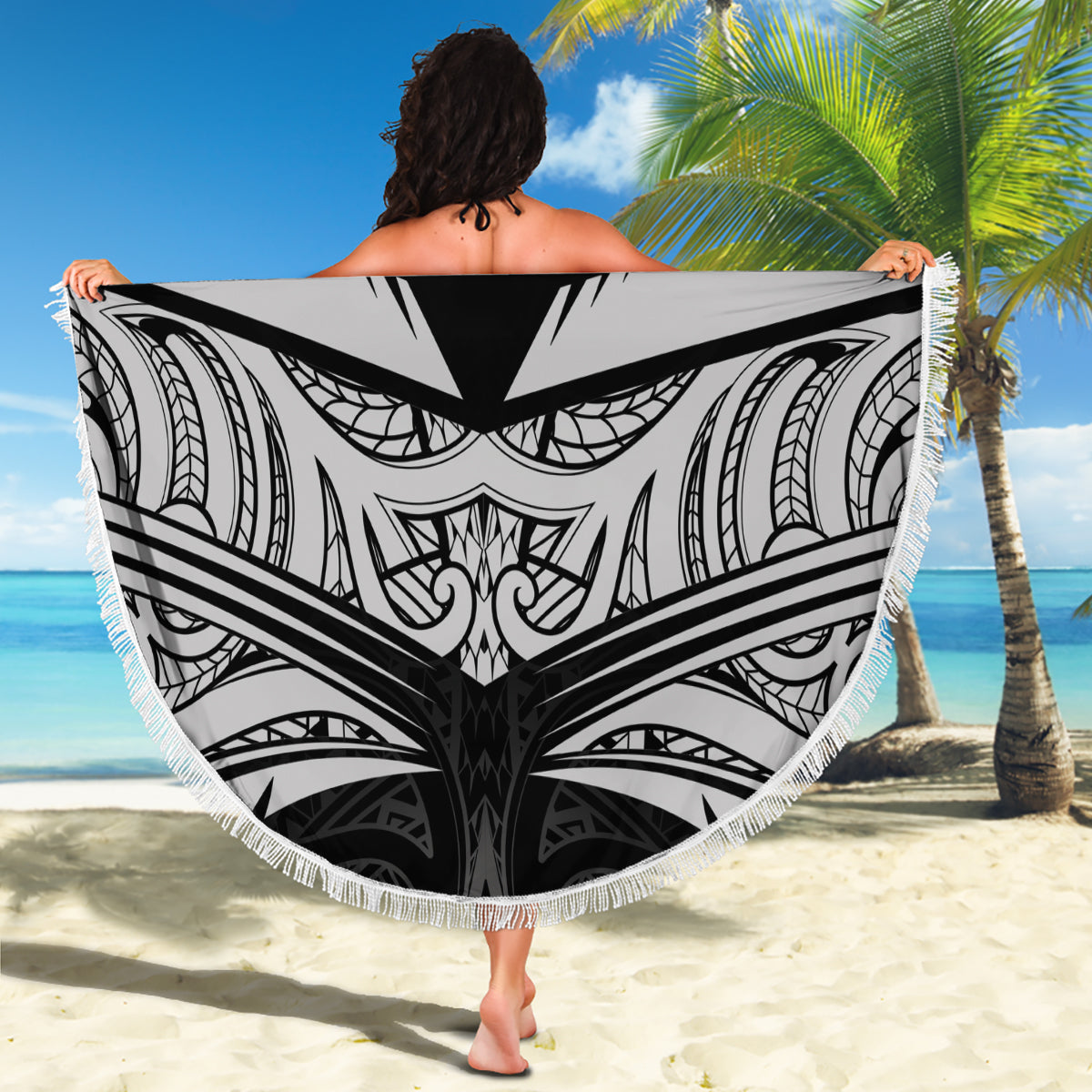 Benutzerdefinierte Samoa Manuia le 62 Tausaga O le Tutoatasi Stranddecke Samoan Tatau Beige Art LT9