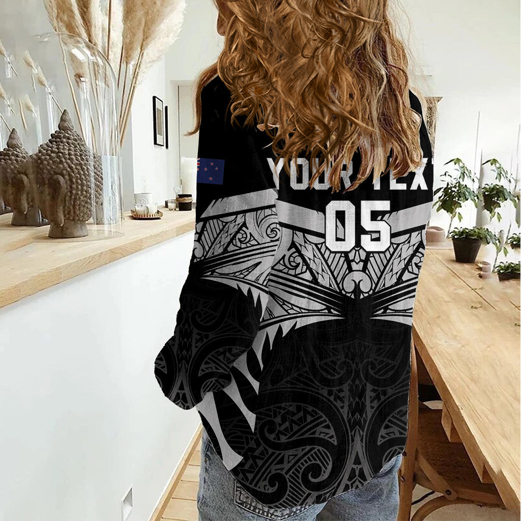 Benutzerdefiniertes neuseeländisches Cricket-Freizeithemd für Damen, Go Champions World Cup 2024, mit Maori-Muster LT05