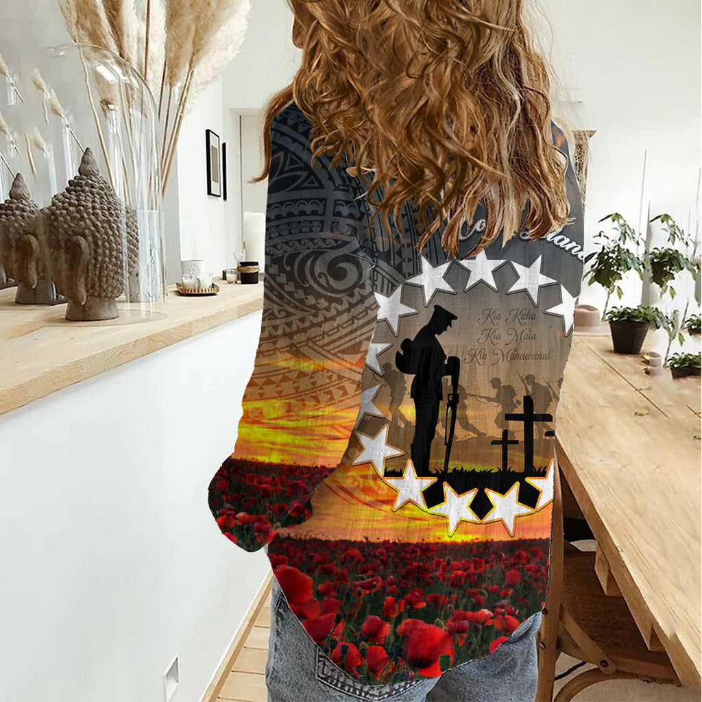 Cook Islands ANZAC Day Damen Freizeithemd Lest We Forget LT05