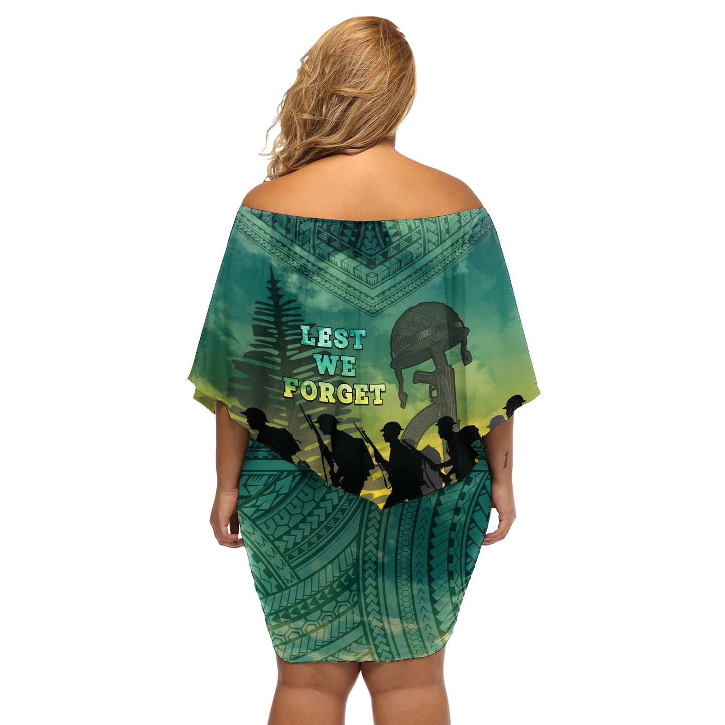 Norfolk Island ANZAC Day schulterfreies kurzes Kleid blumen Lest We Forget LT05