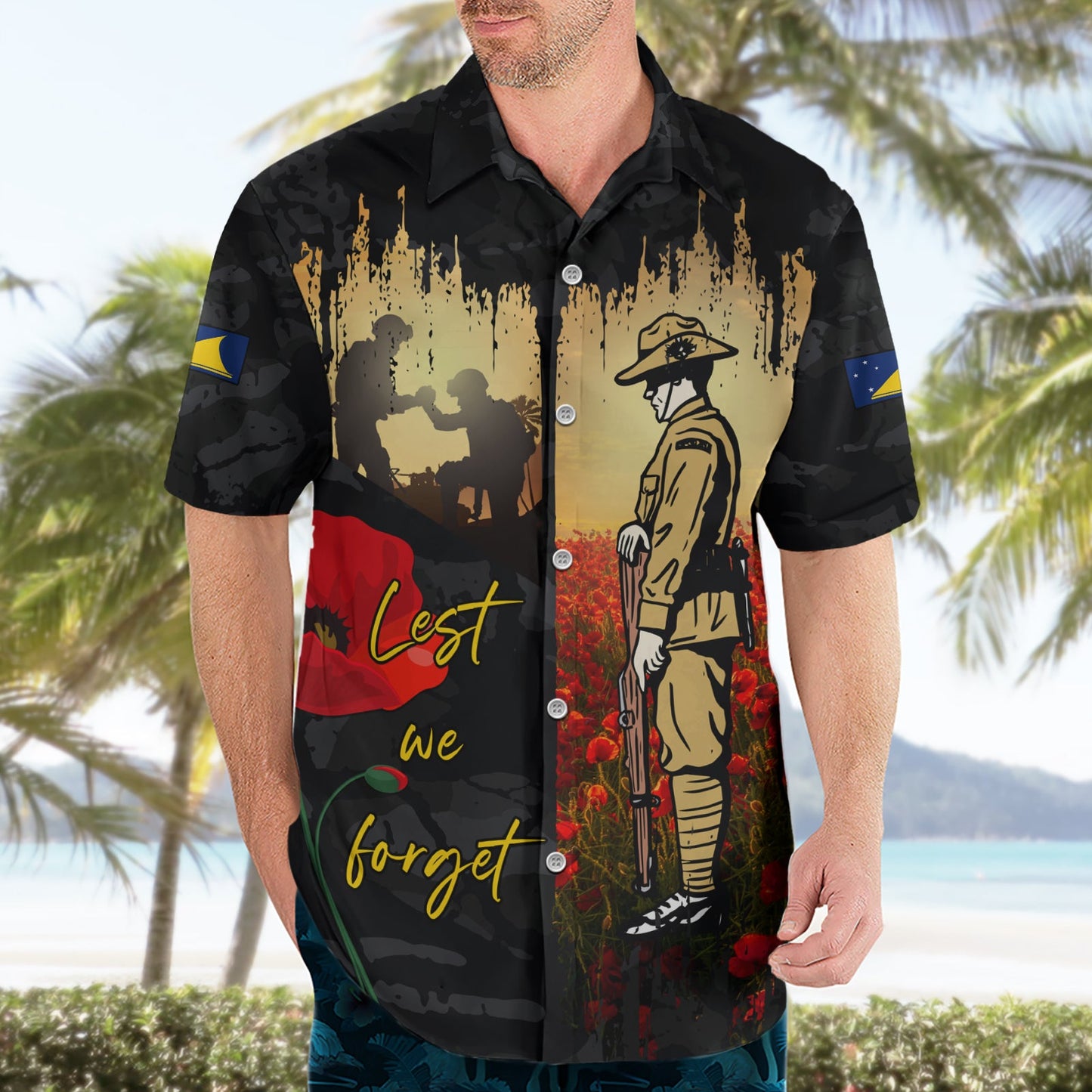 Tokelau ANZAC Day Hawaiihemd Lest We Forget LT05