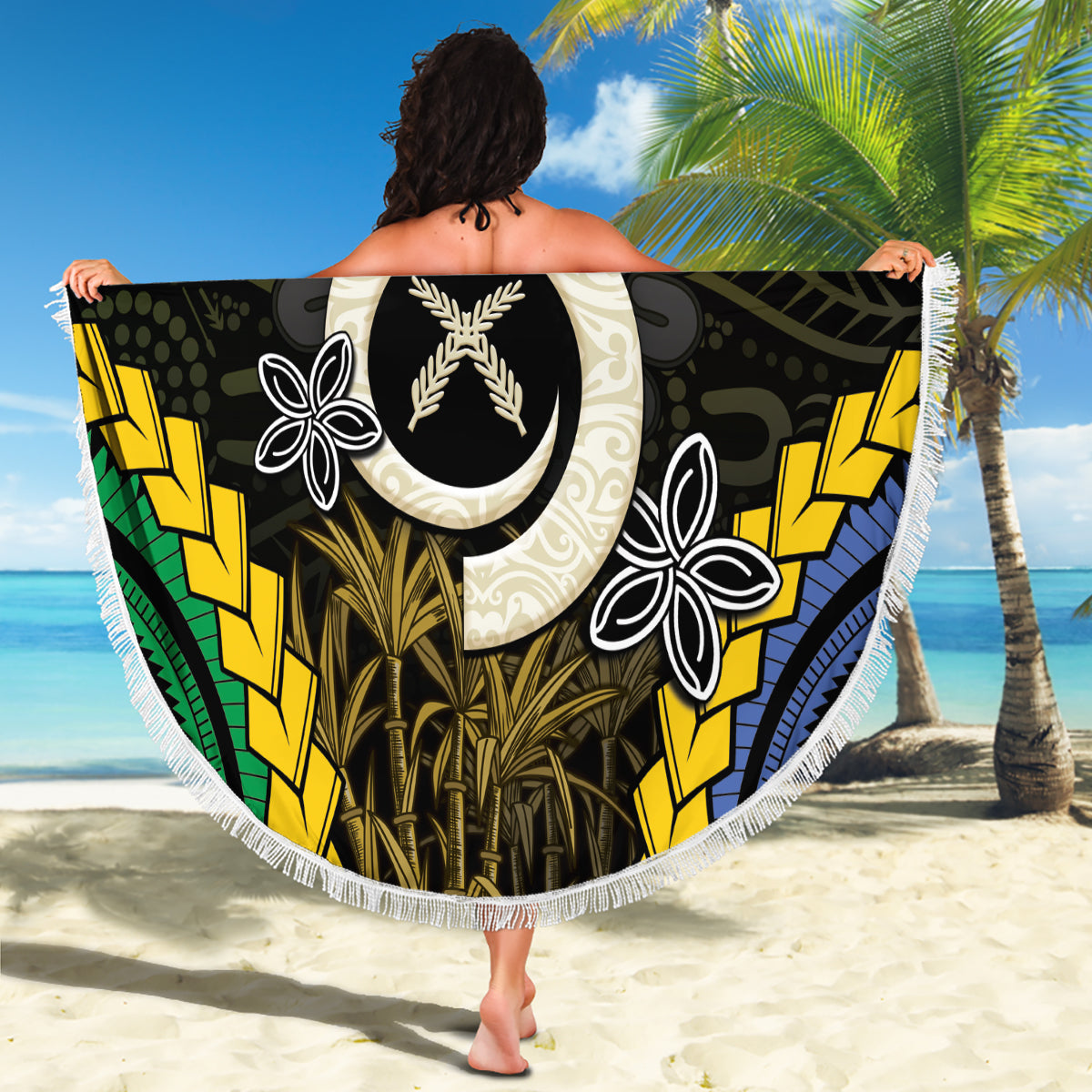 Blaues afrikanisches Dashiki mit Aotearoa Maori Stranddecke Paua Muschel Mix Silberfarn LT14