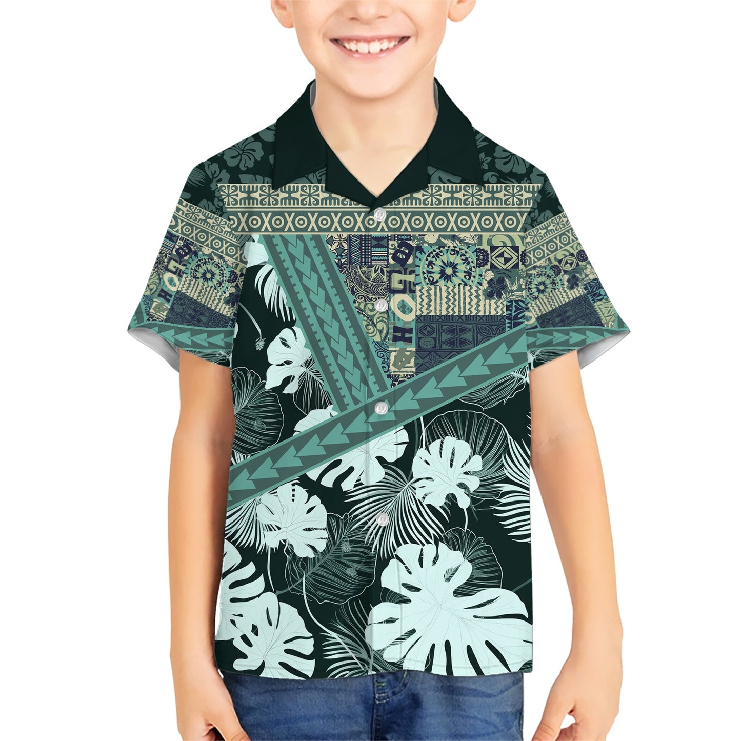 Hawaii Pflanze Kalo Hawaiihemd Hawaii Tapa Muster LT05