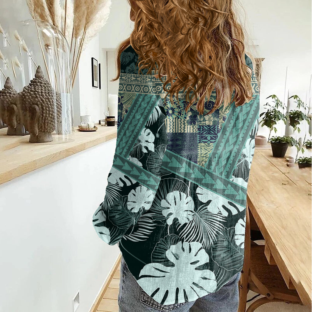 Hawaii Plant Kalo Damen Freizeithemd Hawaii Tapa Muster LT05