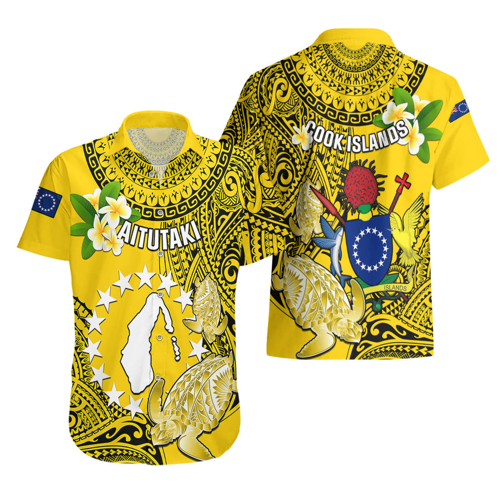 Cookinseln Aitutaki Hawaiihemd Wappen Plumeria Polynesische Schildkröte LT05