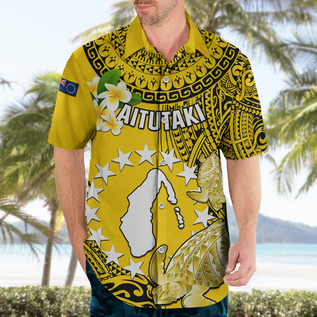 Cookinseln Aitutaki Hawaiihemd Wappen Plumeria Polynesische Schildkröte LT05