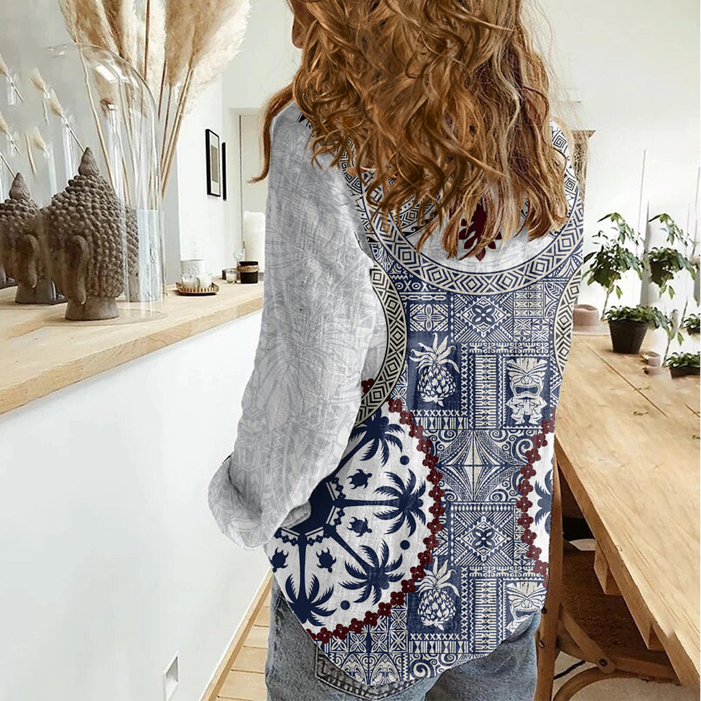 Hawaii Damen Freizeithemd Rindentuch Muster Vintage Style LT05