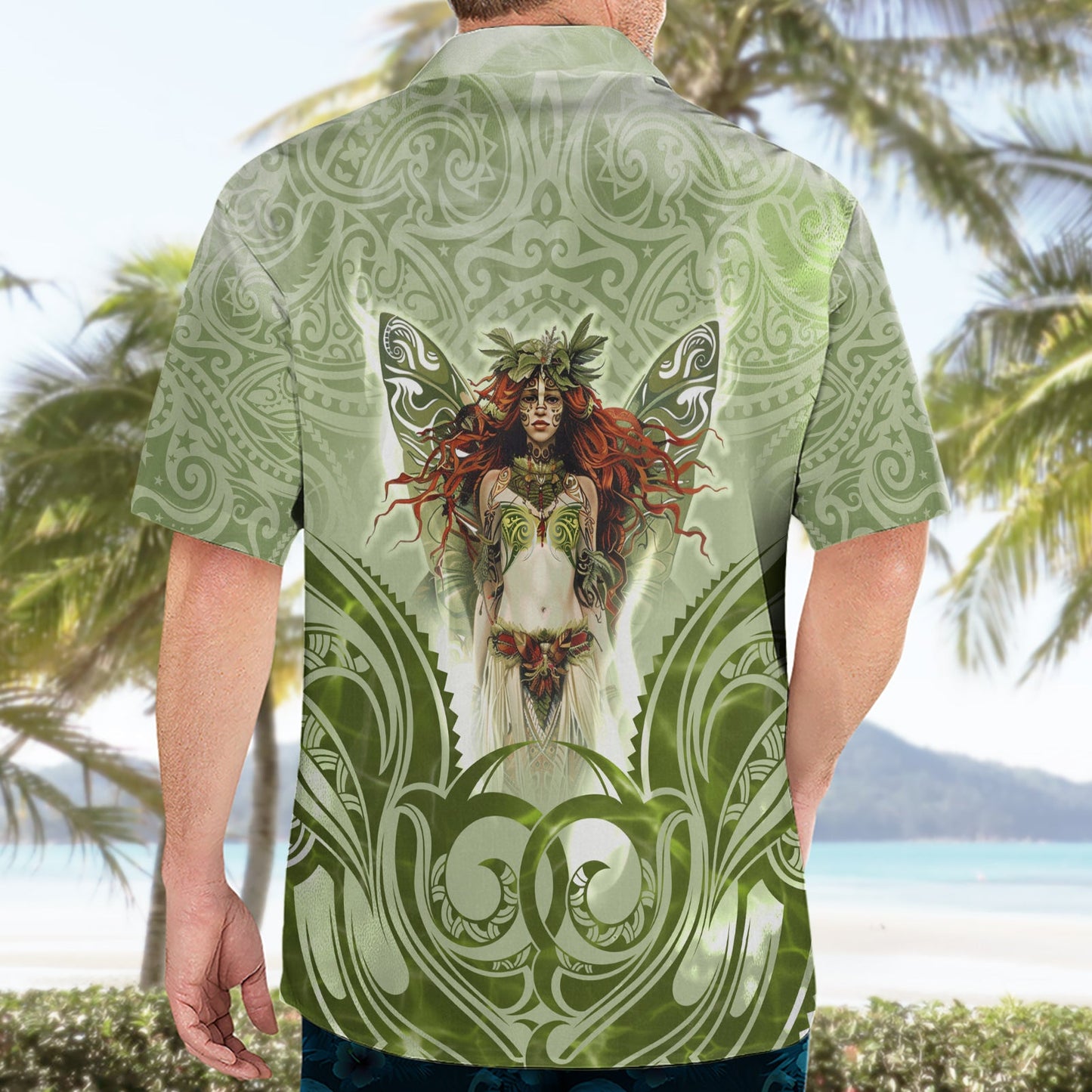 Neuseeländisches Maori-Feen-Patupaiarehe-Hawaii-Hemd im polynesischen Stil LT05