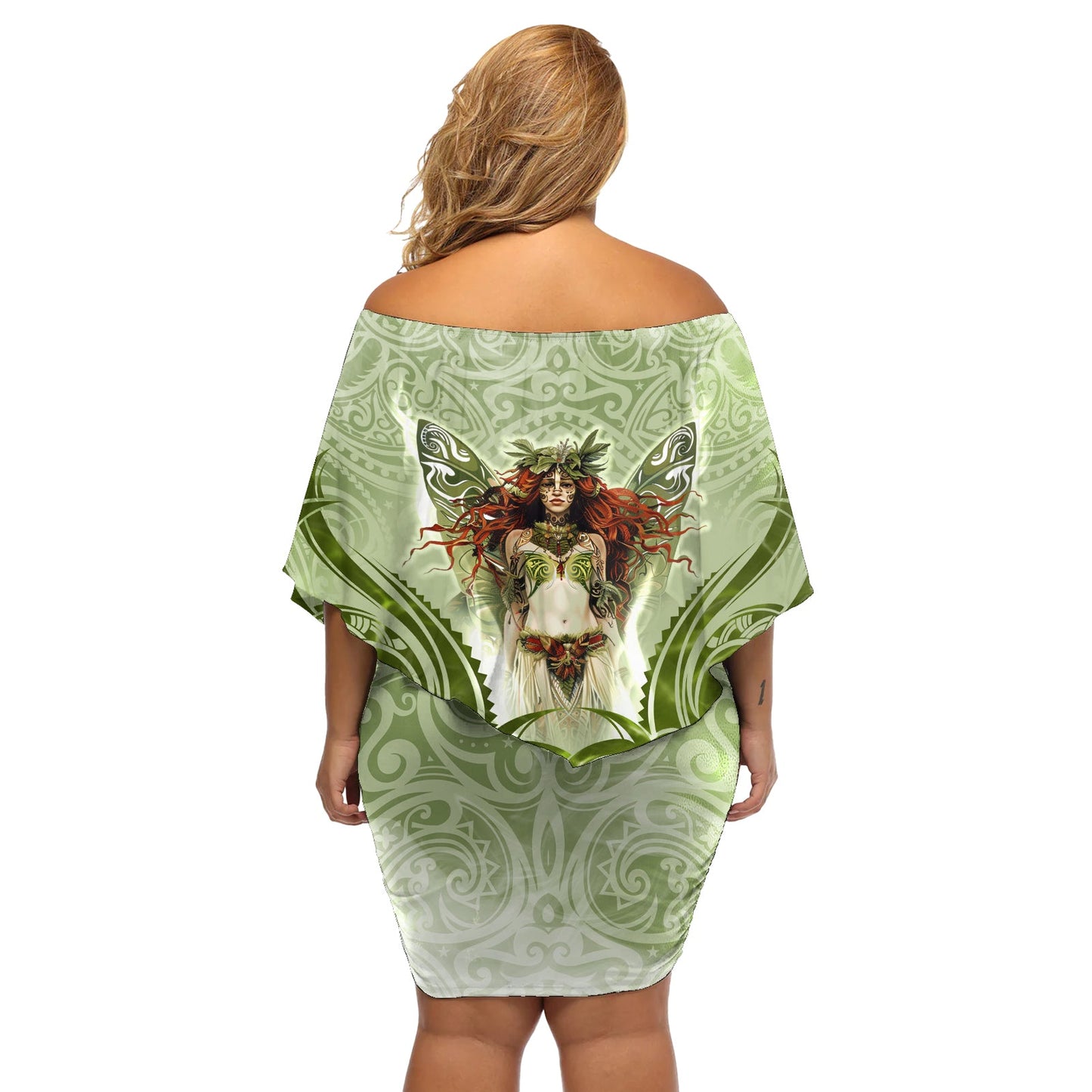 Neuseeland Maori Fee Patupaiarehe Off Schulter kurzes Kleid blumen Polynesian Style LT05