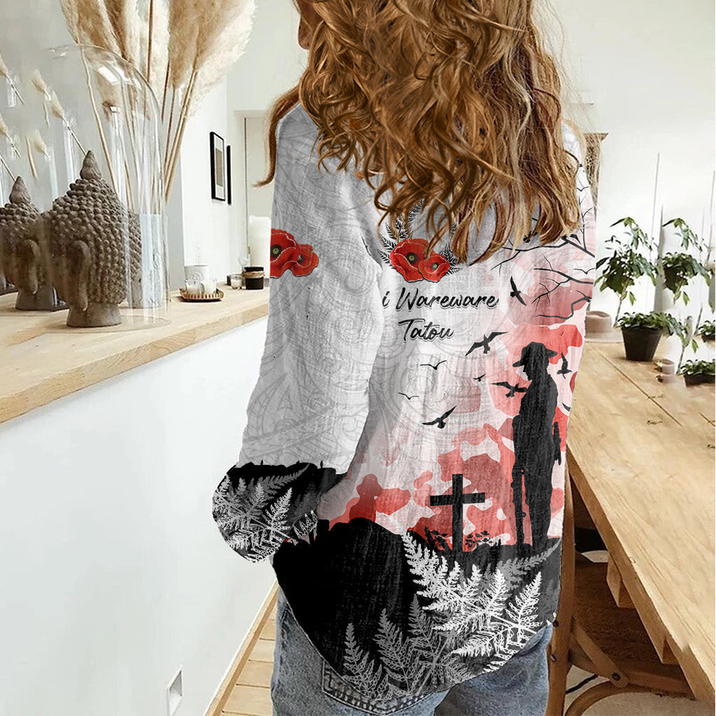 Kei Wareware Tatou Neuseeland ANZAC Day Damen Freizeithemd Lest We Forget LT05