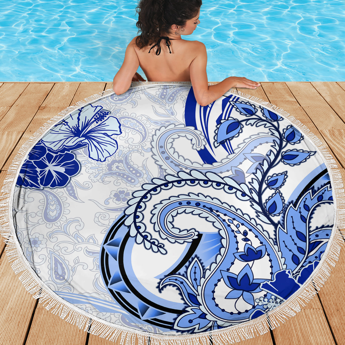 Benutzerdefinierte fliegende Fidschianer Rugby Stranddecke Tapa Tribal Tuch schwarz Farbe LT03