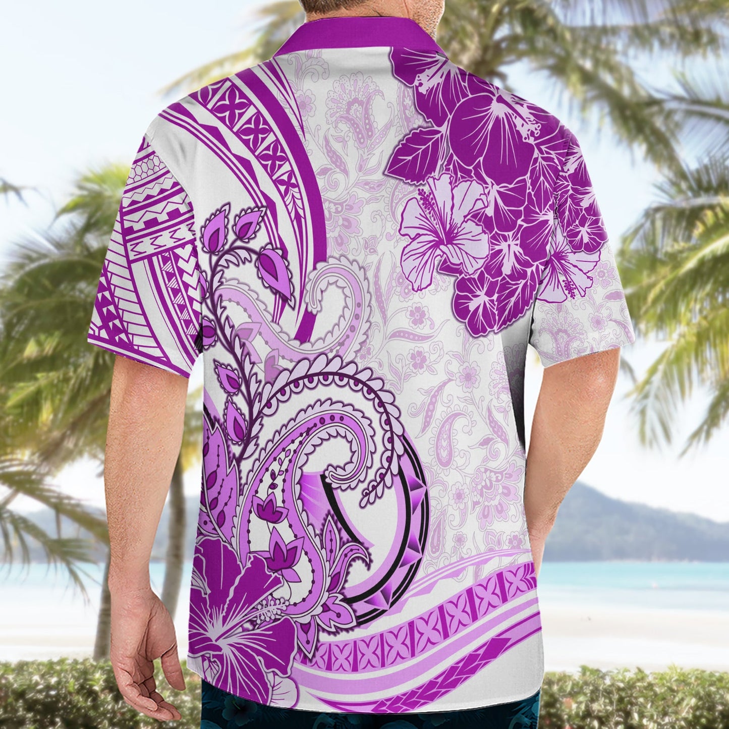 Polynesia Paisley Hawaiihemd Mix Rosa Polynesianisches Muster LT05