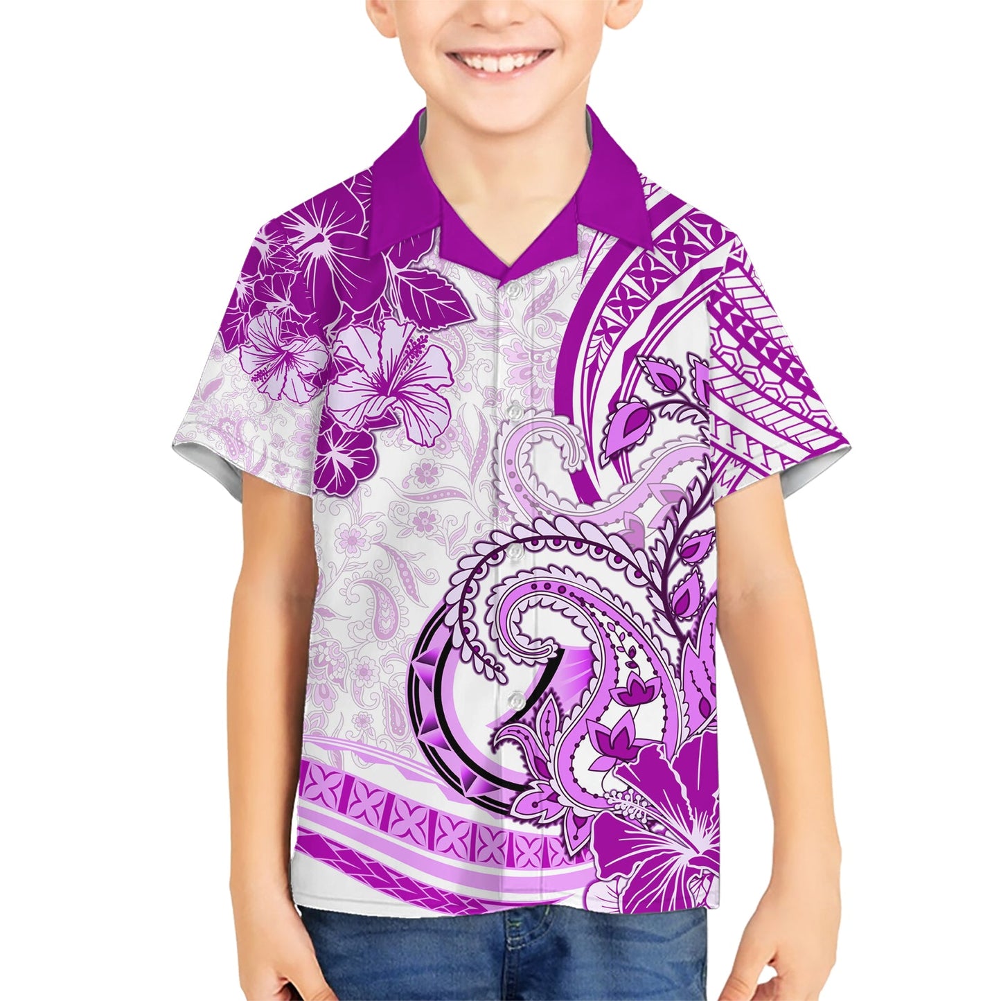 Polynesia Paisley Hawaiihemd Mix Rosa Polynesianisches Muster LT05