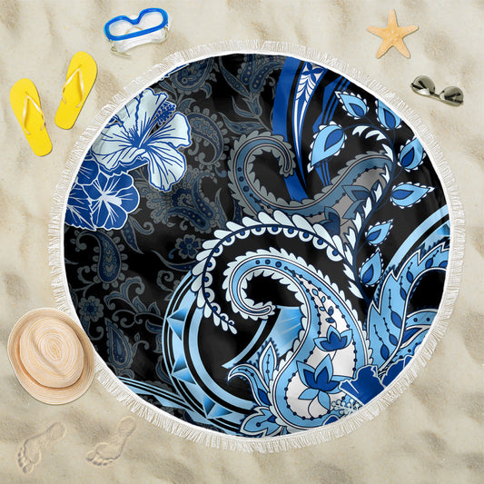 Polynesia Paisley Beach Blanket Mix Blue Polynesian Pattern