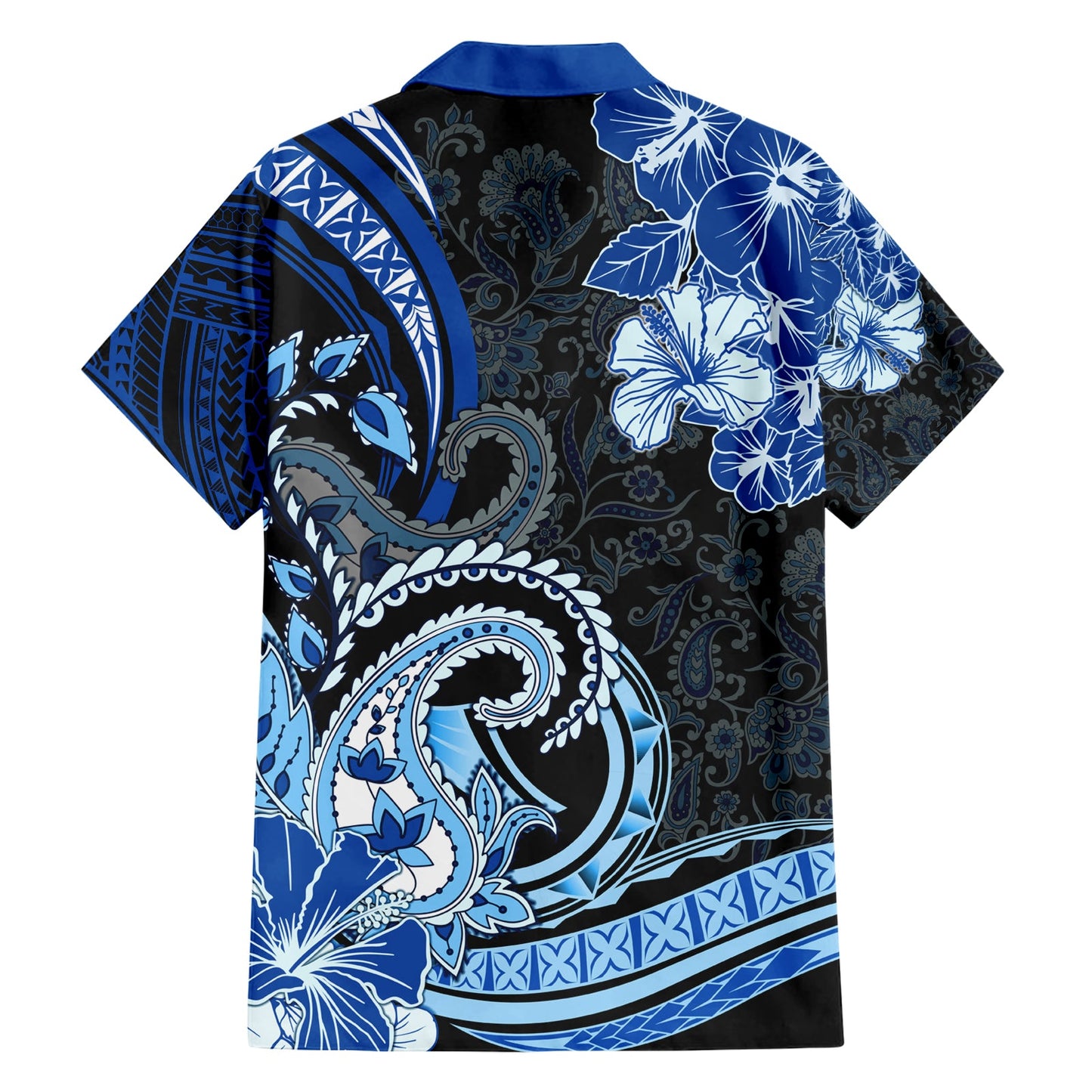 Polynesia Paisley Hawaiihemd Mix Blau Polynesianisches Muster LT05