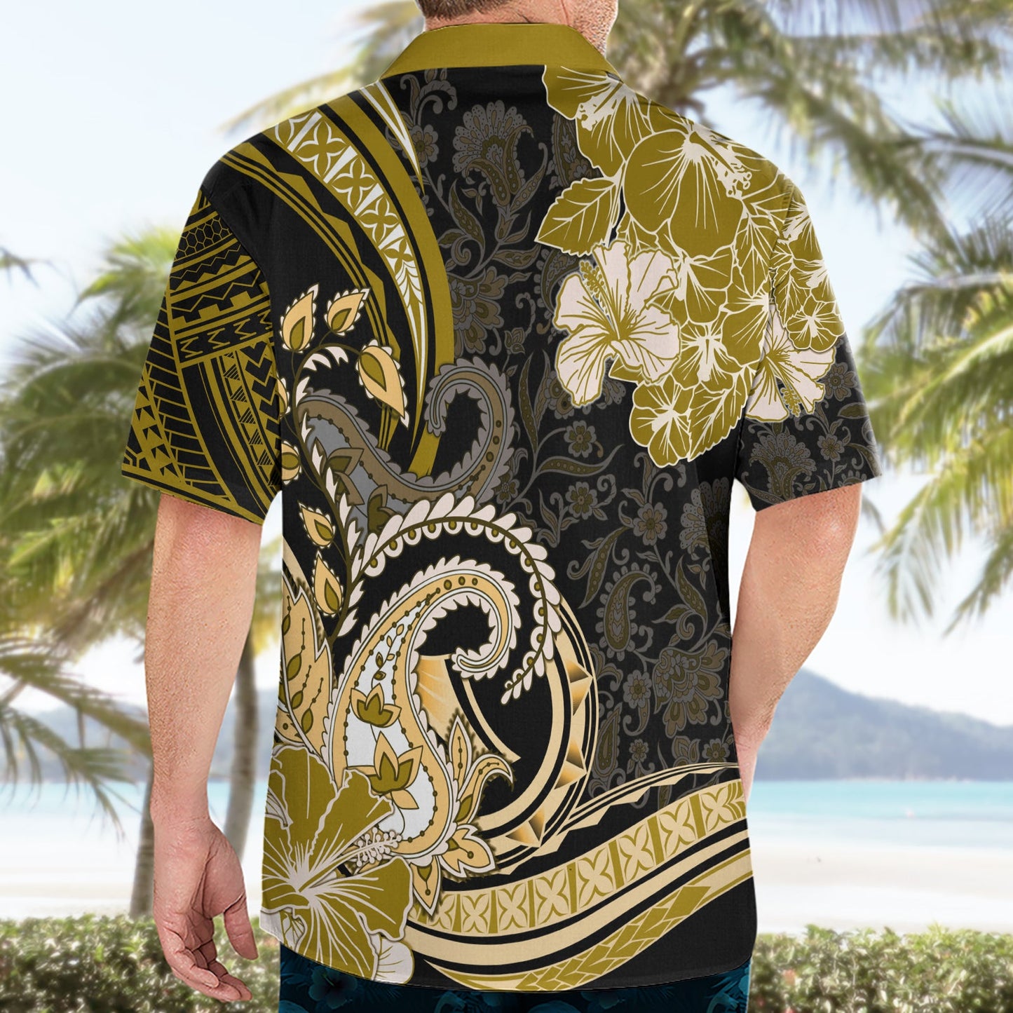 Polynesia Paisley Hawaiihemd Mix Gold Polynesianisches Muster LT05