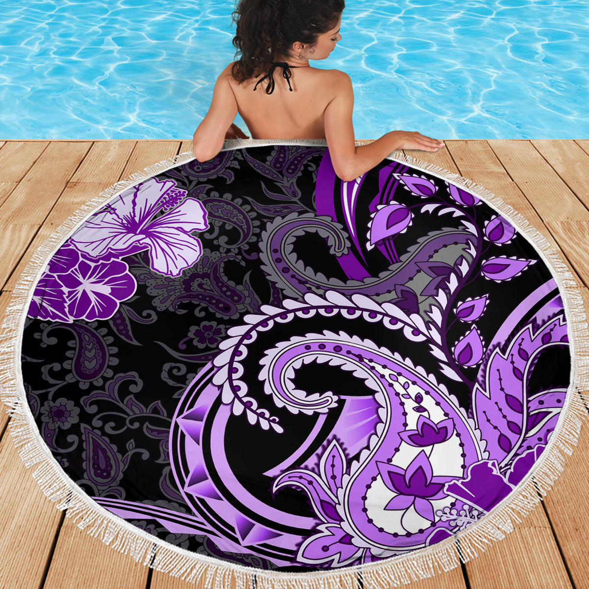 Polynesische Tribal Blumen Tattoo Stranddecke Special Lime Green Vibe LT9