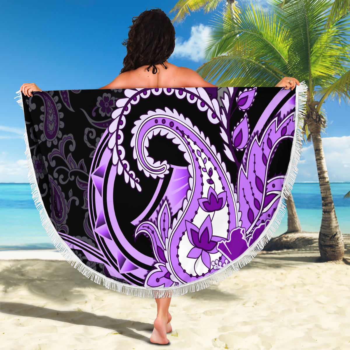 Polynesische Tribal Blumen Tattoo Stranddecke Special Lime Green Vibe LT9