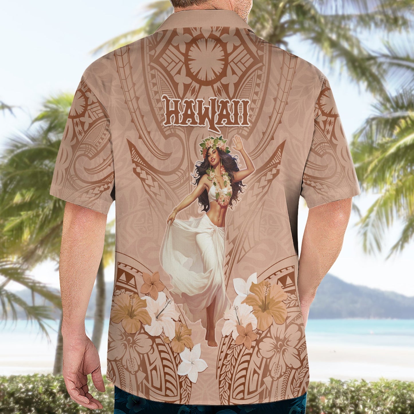 Hawaii-Hemd zum Frauentag mit polynesischem Muster LT05