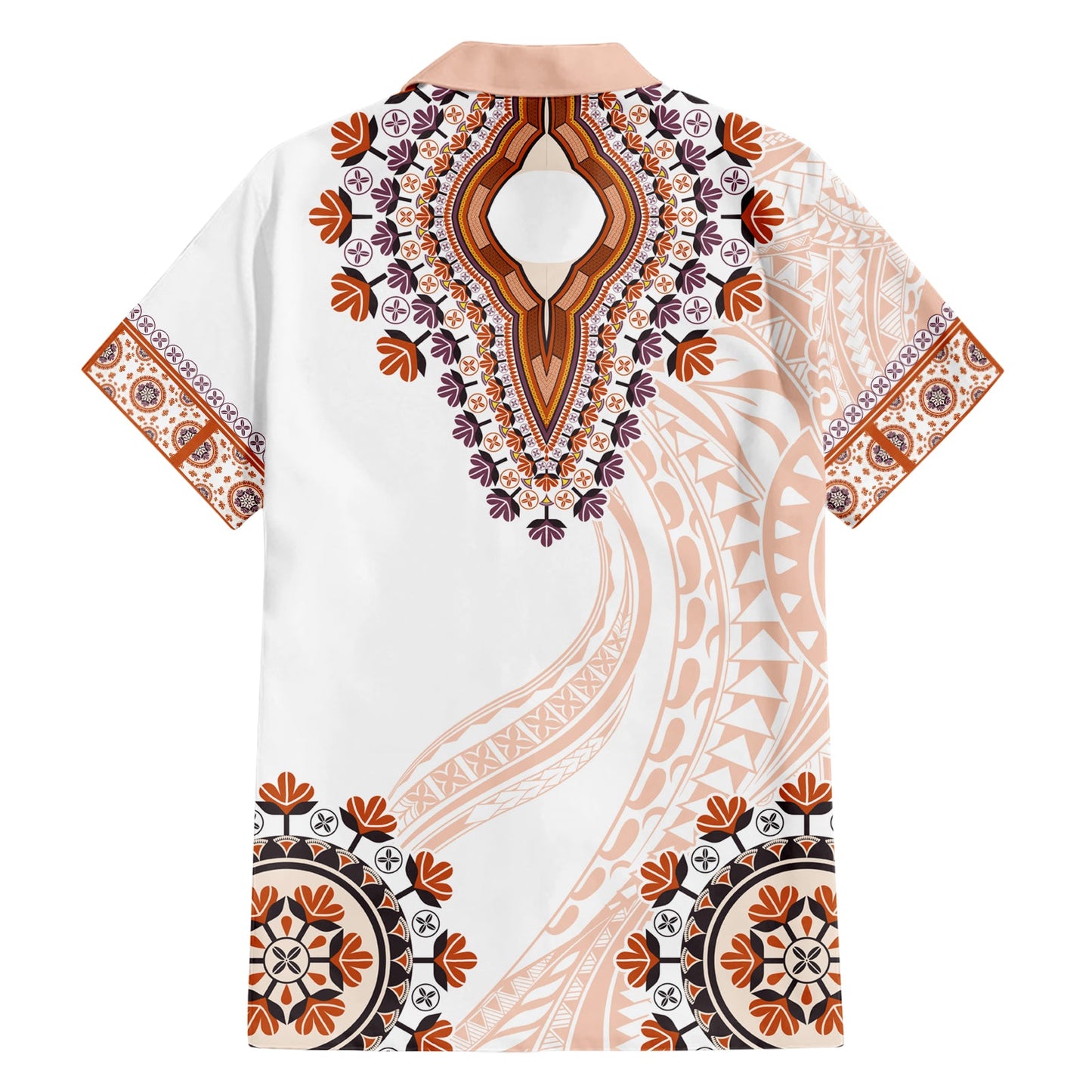 Afrika Dashiki Hawaiihemd mit polynesischem Muster Beige Version LT05